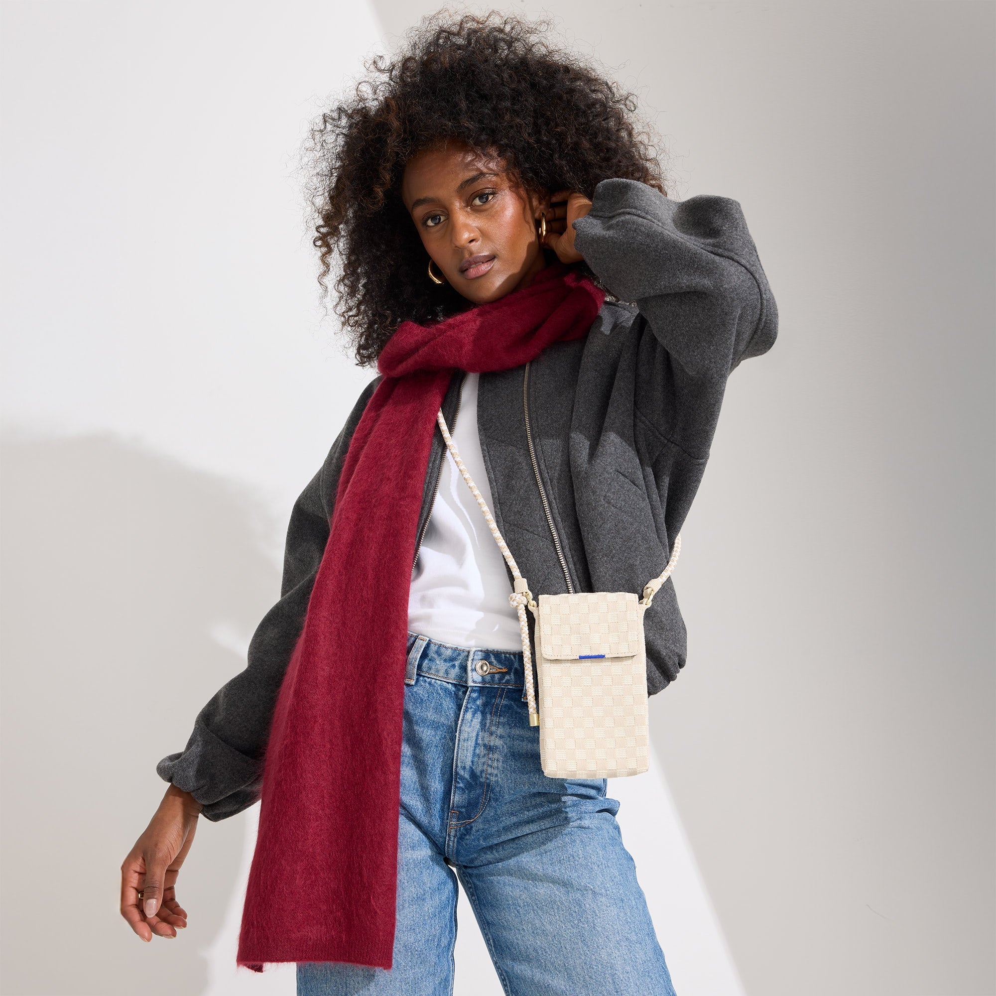 Stylish White Sand Phone Crossbody Bag - Perfect for Travel, Shopping & Everyday Use