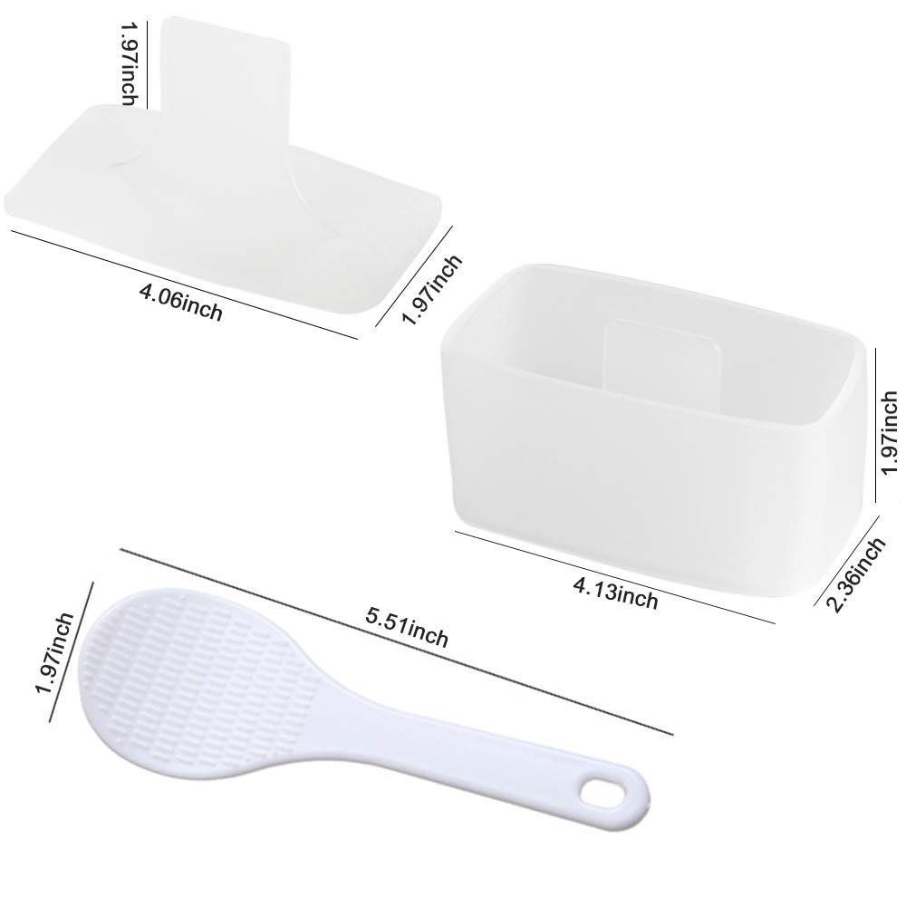 2-Pack Non-Stick Musubi Maker Press with Rice Paddle - Sushi & Onigiri Mold Kit - Hawaiian Spam Musubi Maker for Homemade Sushi, Rice Balls & Luncheon Meat Pressing (White) - Perfect for Meal Prep, Bento Boxes & Hawaiian-Themed Parties