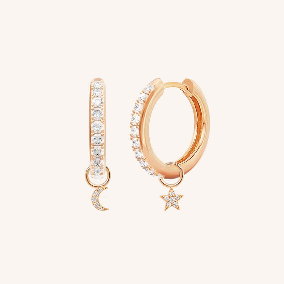 Astro Star Moon Crystal Hoop Earrings for Women - Elegant Celestial Jewelry for Party, Wedding & Everyday Wear