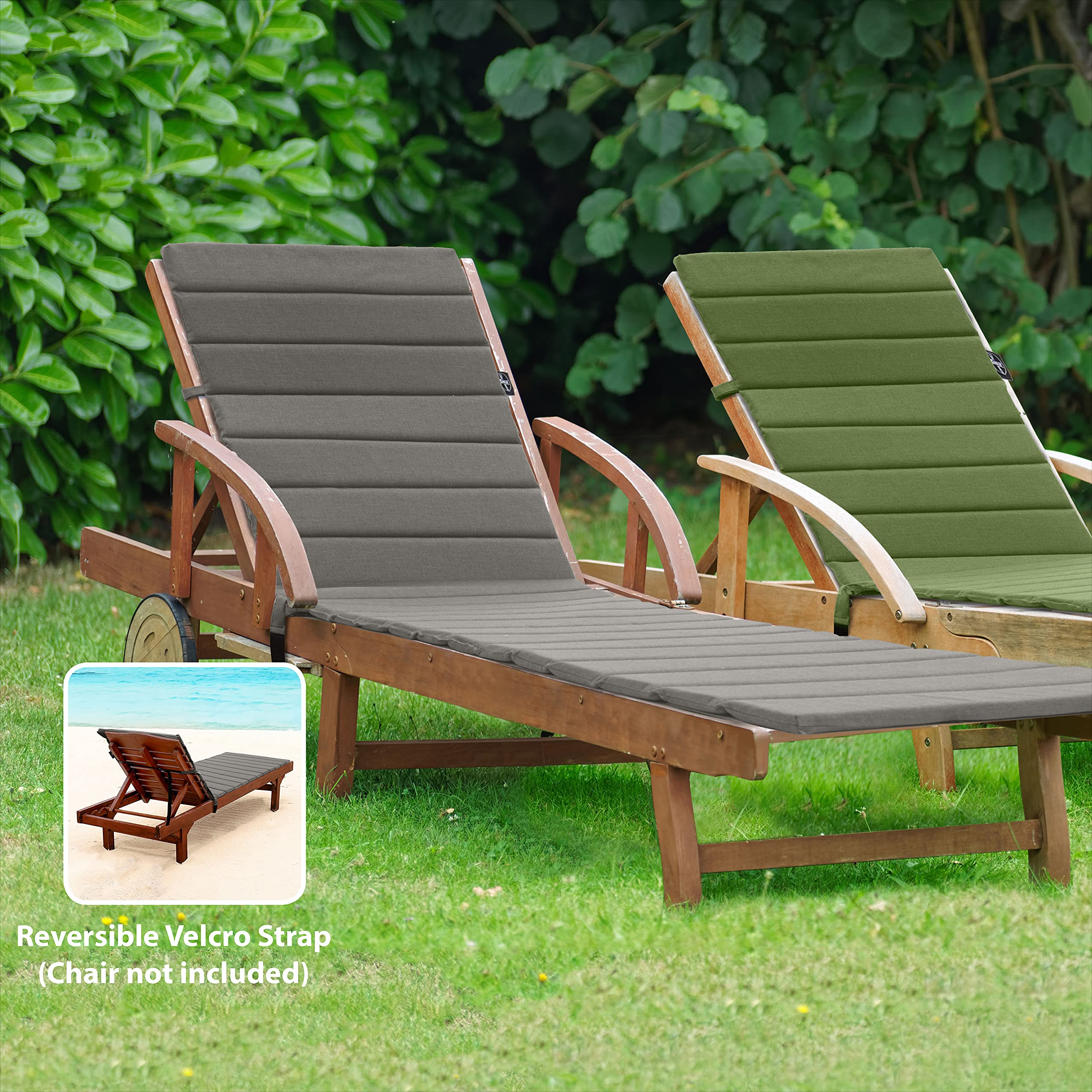 All-Weather Outdoor Chaise Lounge Cushion - Quick-Dry Olefin Fabric & High-Density Filler - Perfect for Patio, Poolside & Deck Chairs (Mulch Charcoal Grey) - Waterproof & UV Resistant for Year-Round Comfort