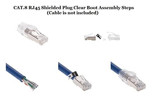CAT.8 Ethernet Connectors RJ45 Shielded Plug with Clear Boot - 20 Pack for High-Speed Networking, Gaming, and Data Centers
