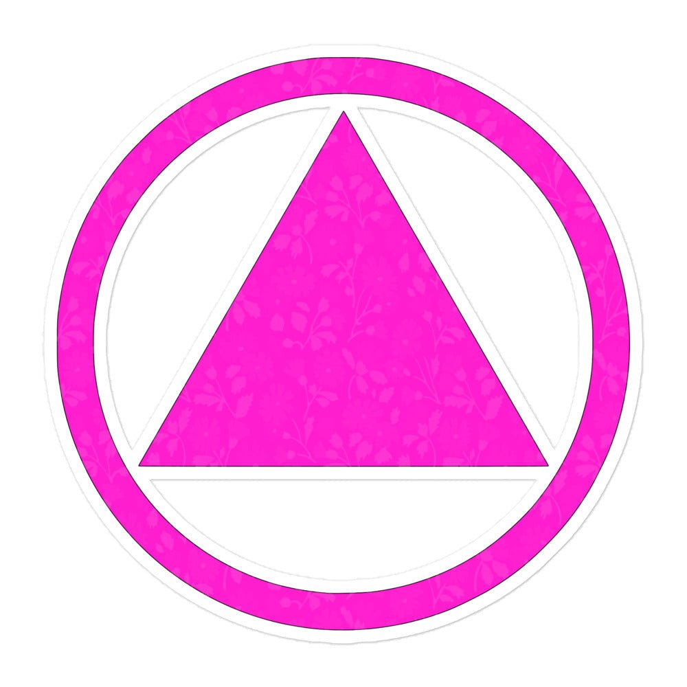 Vibrant Pink Sobriety Symbol Sticker - Motivational Recovery Decal for AA Meetings, Water Bottles & Journals - Sobriety Gift for Women & Men