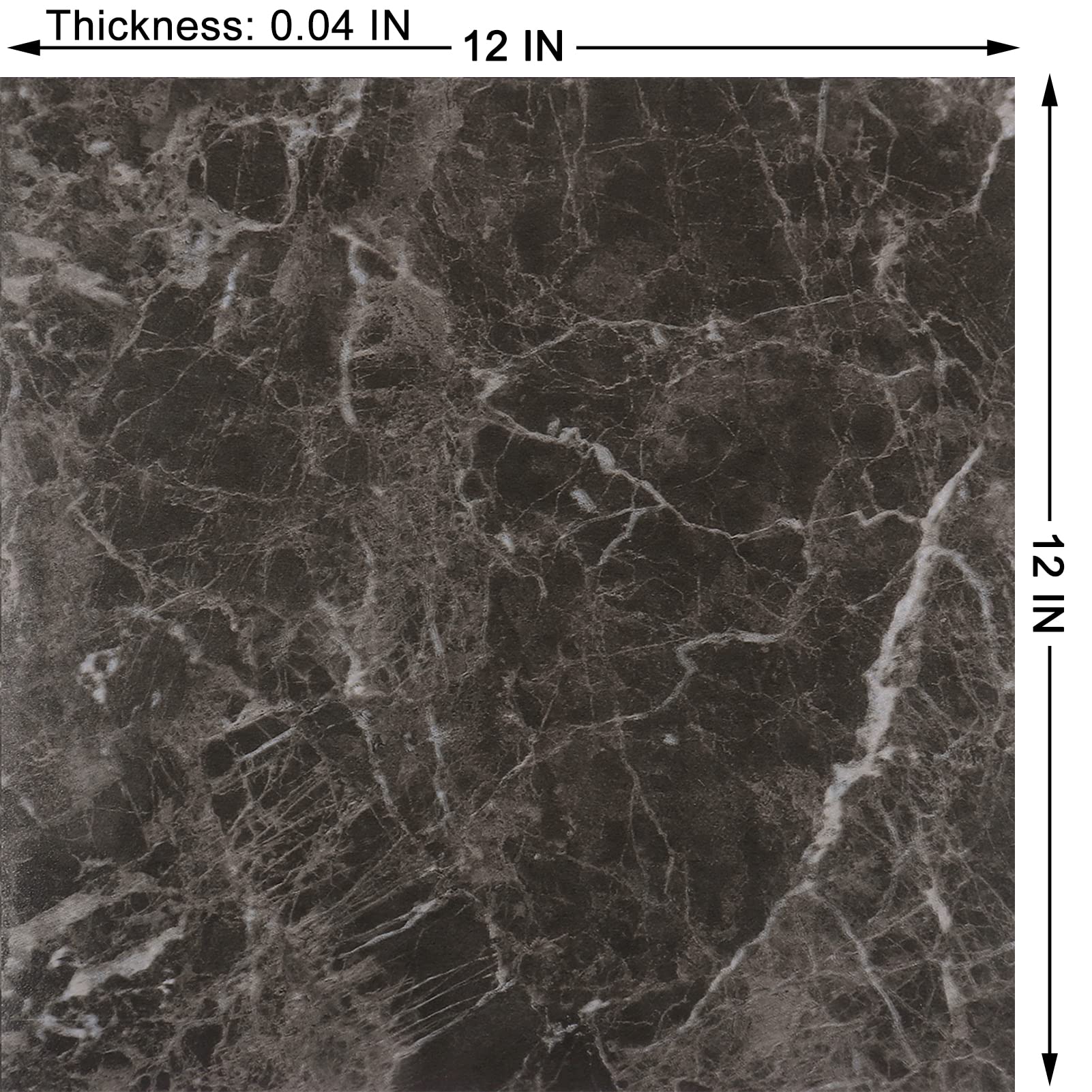 Waterproof Black Marble Peel and Stick Floor Tiles - 10 Pack 12