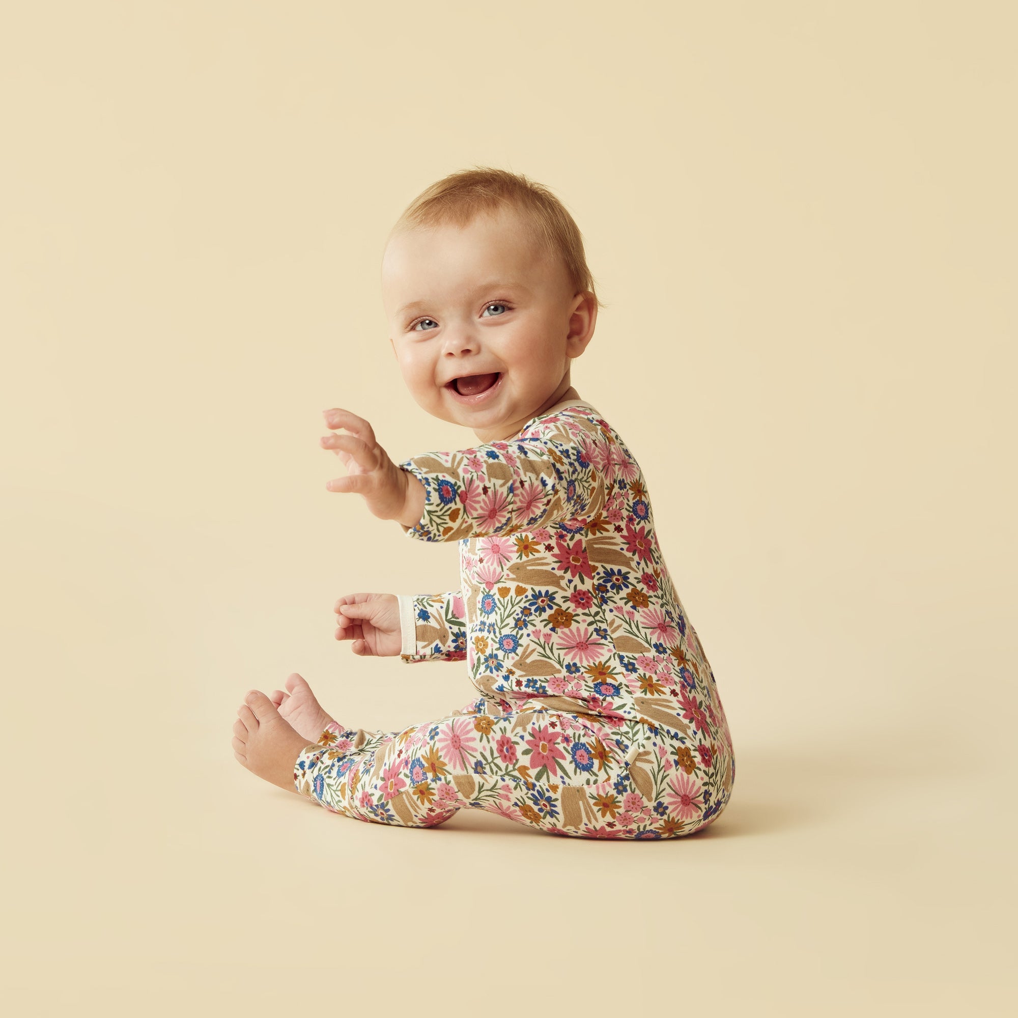 Organic Baby Bunny Hop Footed Zipsuit - Soft Cotton One-Piece Pajamas for Infants & Toddlers - Perfect for Sleepwear, Playtime & Photo Shoots