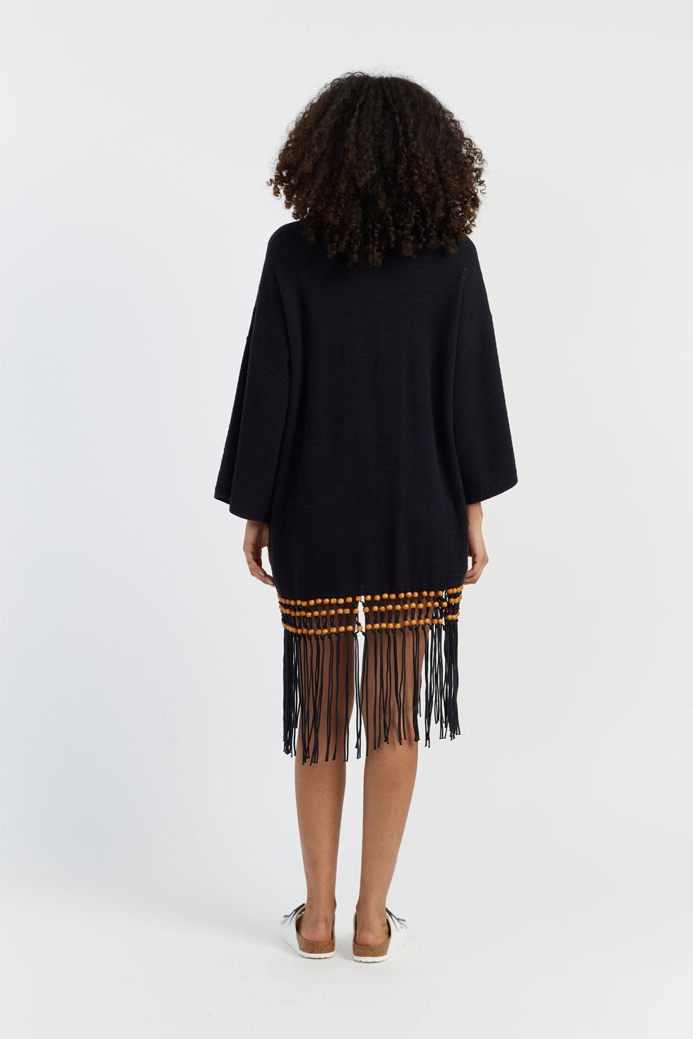Black Laura Whitmore Beaded Kaftan Dress - Elegant Boho Maxi Cover Up for Beach, Pool, or Summer Parties