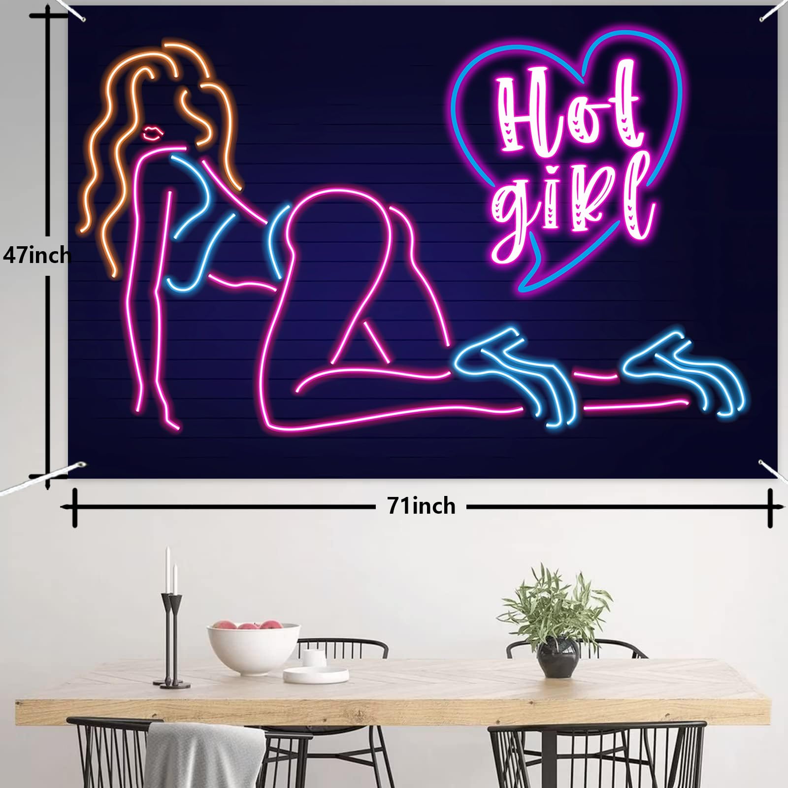 Sexy Neon Pole Dancing Backdrop - Bachelorette Party Decor, Bridal Shower, Birthday & P-Valley Theme Party Supplies - Photo Booth Props & Chair Dancing Decorations for Adult Nightlife Events