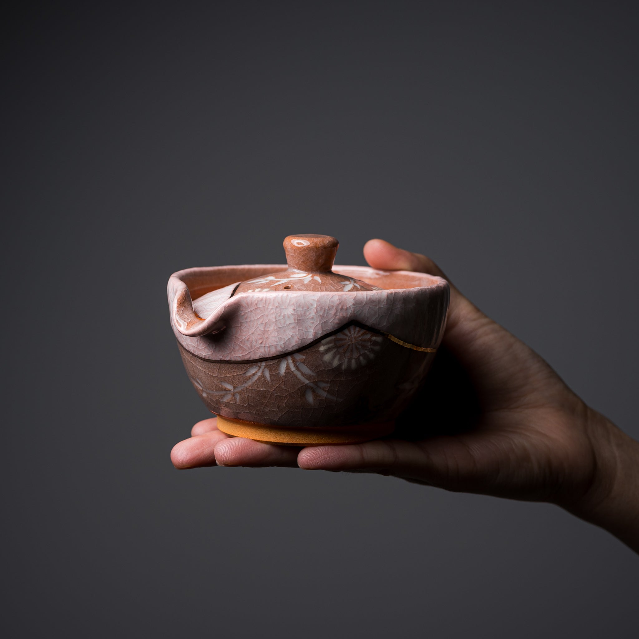 Handmade Kyo Kiyomizu Ware Hohin Teapot - Karakusa Pink Design | Authentic Japanese Ceramic Teapot for Matcha, Sencha & Green Tea Brewing | Perfect Tea Ceremony Gift & Home Decor