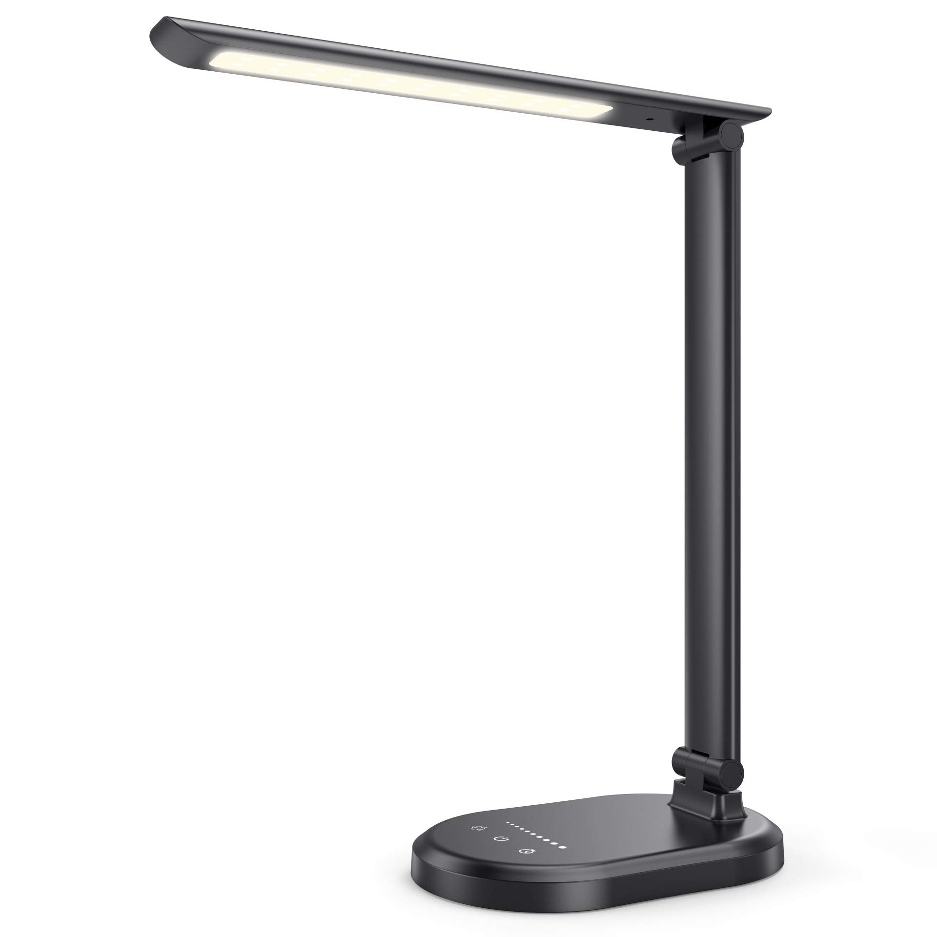 LED Desk Lamp with USB Charging Port - Dimmable Office Lamp, 3 Lighting Modes & 10 Brightness Levels, Touch Control & Memory Function, Eye-Caring Study Light for Home Office, Reading, Bedroom, Dorm Room - Perfect for Work, Homework & Nighttime Reading