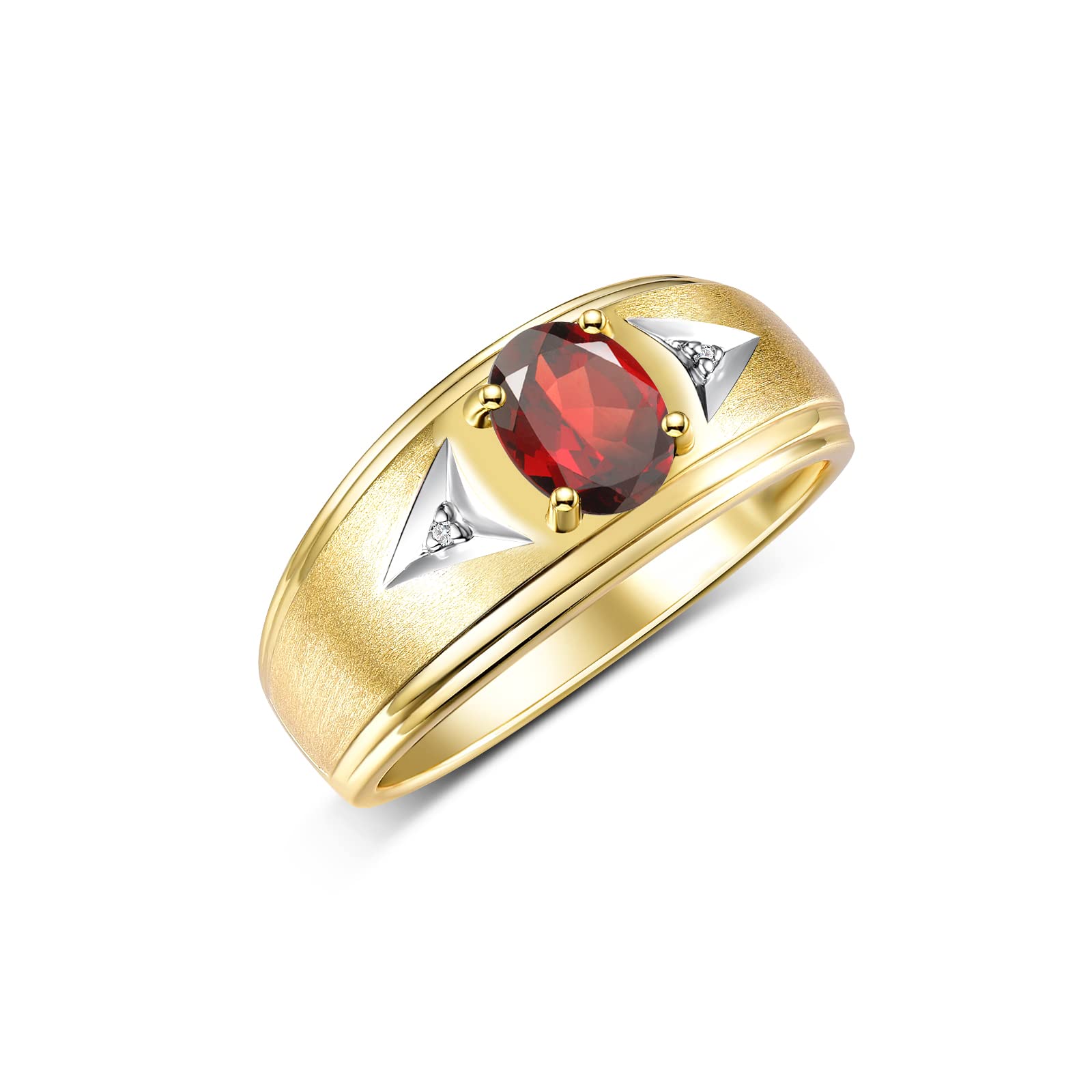 Rylos Men's Classic 8X6MM Oval Gemstone & Diamond Ring - Yellow Gold Plated Silver Birthstone Rings for Men (Sizes 8-13) | Perfect for Weddings, Anniversaries & Gifts