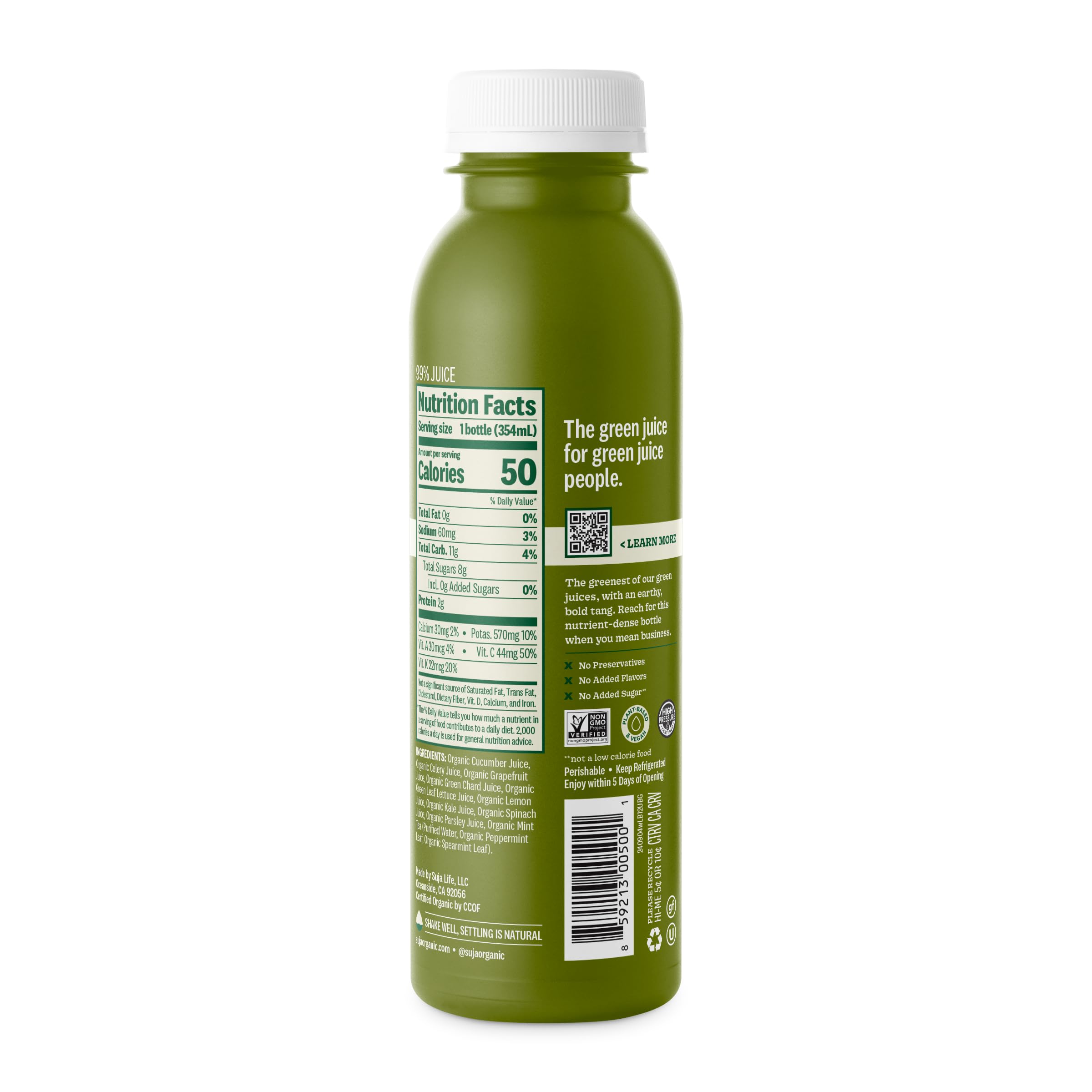 Organic Uber Greens Juice by Suja - Cold Pressed, 12 Fl Oz Bottle (Pack of 1) - Detox & Energy Boost for Active Lifestyles - Perfect for Post-Workout Recovery & Morning Wellness Routine