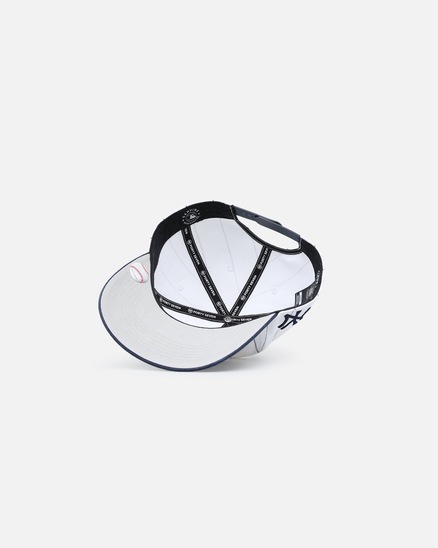 New York Yankees '47 Brand Double Header Pinstripe Snapback Hat - White Adjustable Hitch Back Cap for Baseball Fans & Streetwear Fashion | Game Day & Casual Wear
