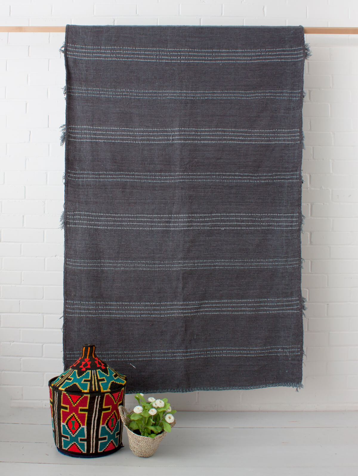 Authentic Moroccan Handira Wedding Blanket No. 127 - Handwoven Berber Textile for Boho Home Decor, Wedding Gift & Cozy Throw Blanket | Perfect for Bohemian Bedroom, Sofa & Special Occasions