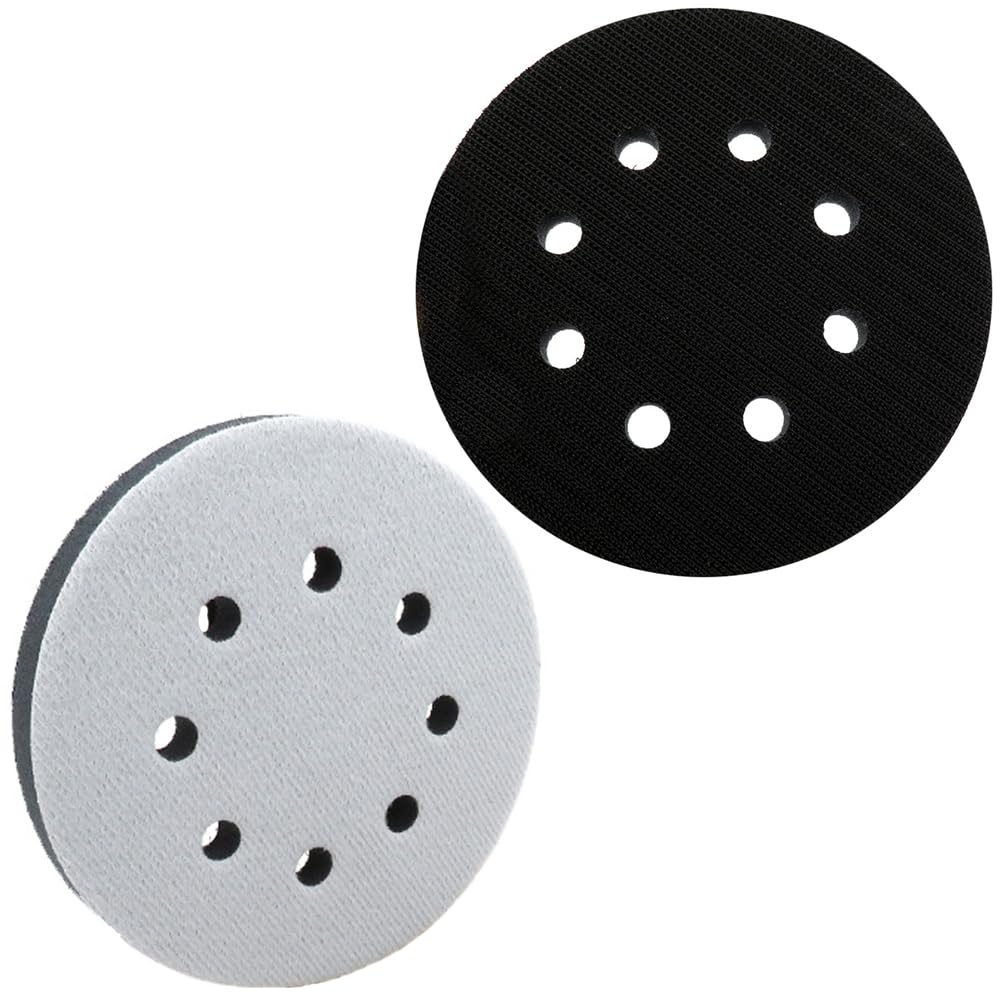 QPINGH 2 Pack 5 Inch Interface Pads - 8 Hole Hook & Loop Backing Pads for Orbital Sanders | Soft Foam Sanding Cushion Pads | Perfect for Woodworking, Auto Body Repair & Surface Finishing