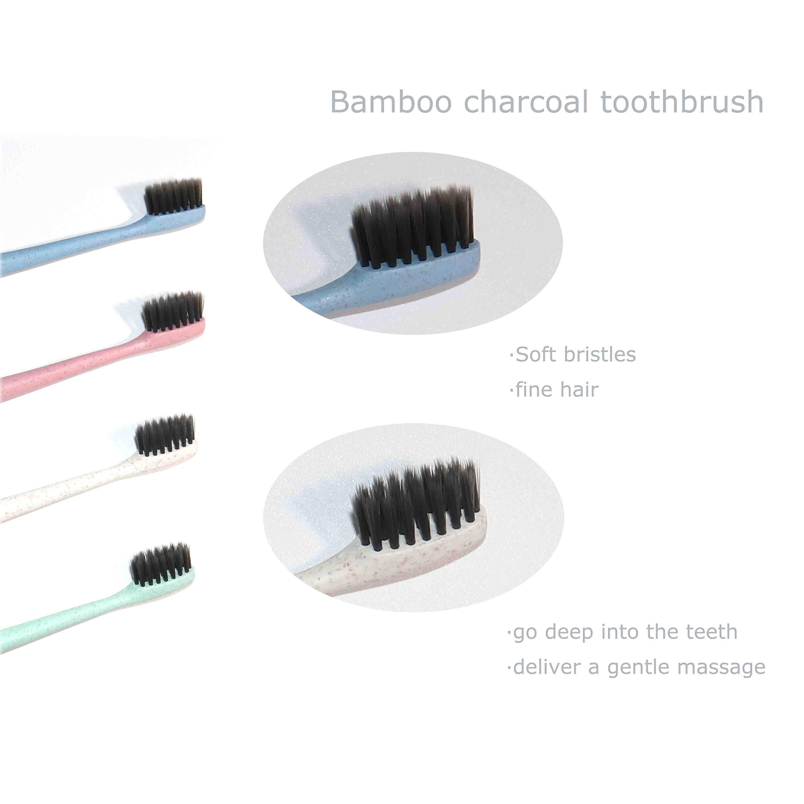 Eco-Friendly 10-Pack Wheat Straw Toothbrushes with Bamboo Charcoal Soft Bristles - Gentle for Sensitive Teeth & Gums - Family Set for Kids & Adults - Perfect for Travel & Daily Oral Care