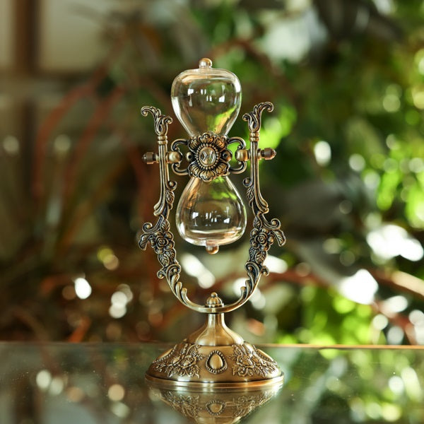 Vintage Rose Rotating Hourglass Sand Timer - Elegant Home Office Desk Decor for Stress Relief & Productivity Boosting