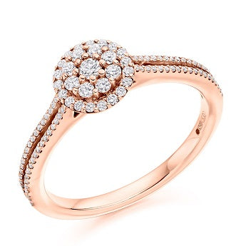 18K Gold Split Shoulders 0.40 CTW Round Brilliant Cut Diamond Halo Engagement Ring - Perfect for Wedding Proposals, Anniversary Gifts & Bridal Jewelry