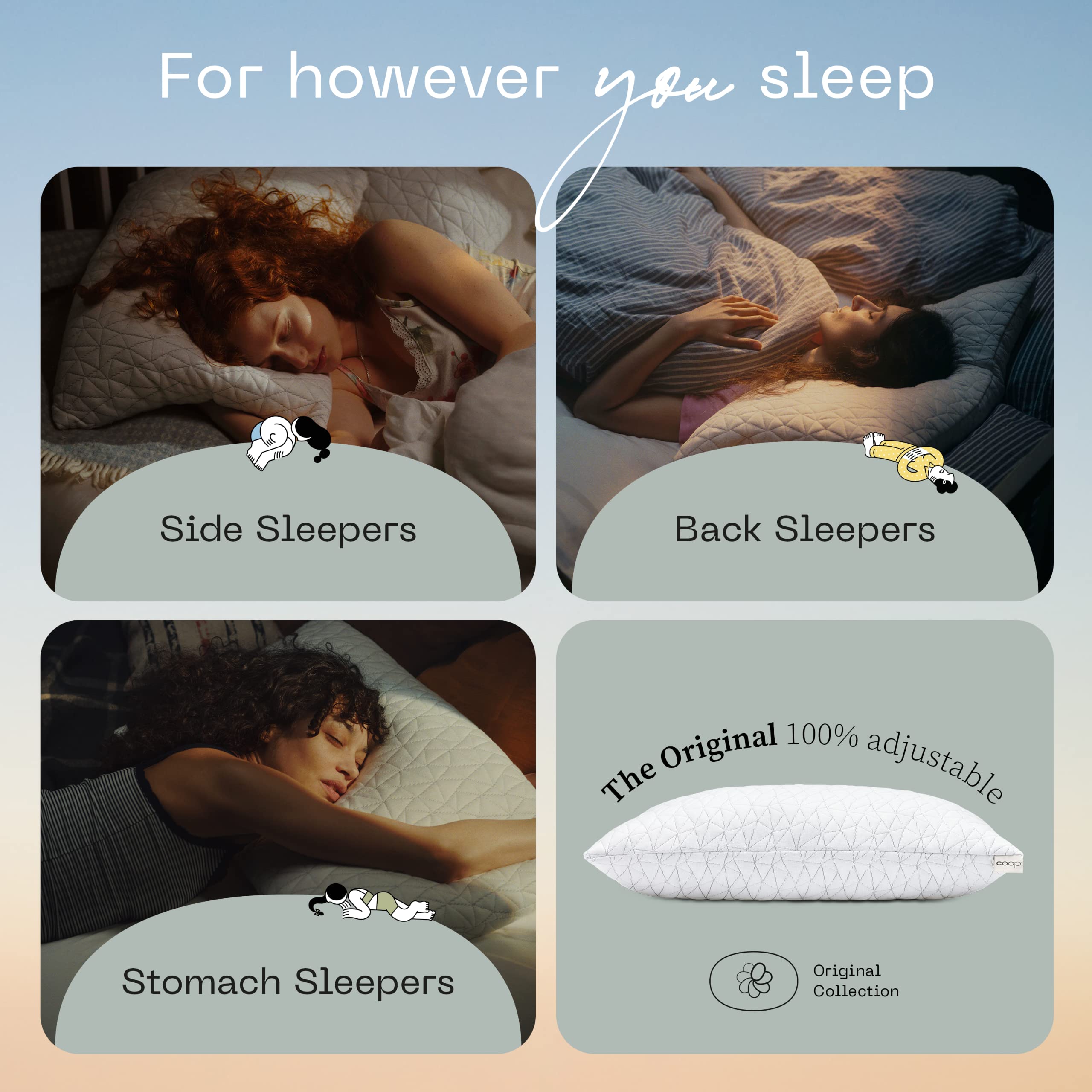 Coop Home Goods King Size Pillow Bundle - 2 Original Loft Pillows & 2 UltraTech Waterproof Pillow Protectors | Hypoallergenic Bedding Set for Side Sleepers & Back Sleepers | Perfect for Hotels, Guest Rooms & Master Bedrooms