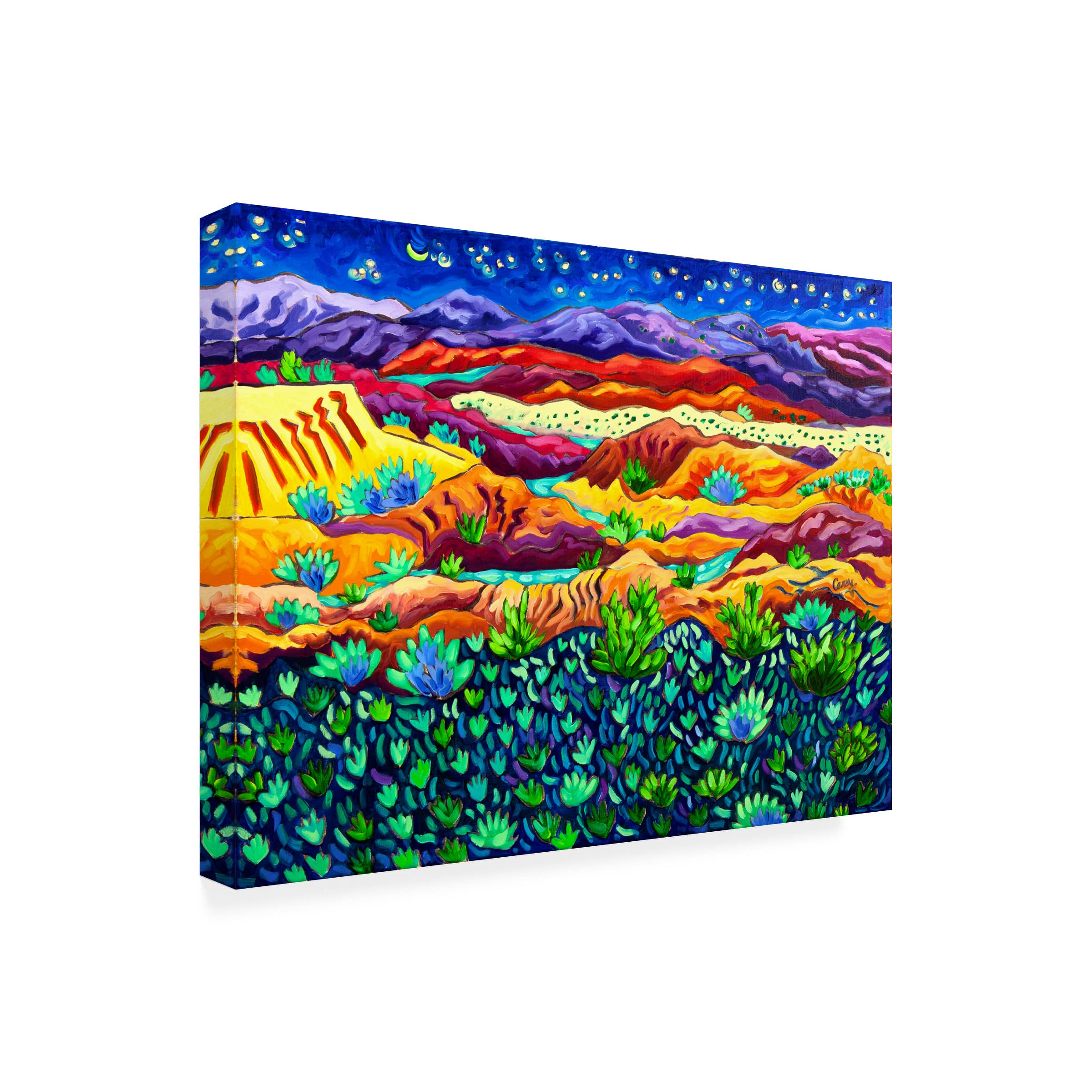 Trademark Fine Art 'Patterns of Night' Canvas Wall Art by Cathy Carey - Modern Abstract Painting for Living Room, Bedroom & Office Decor