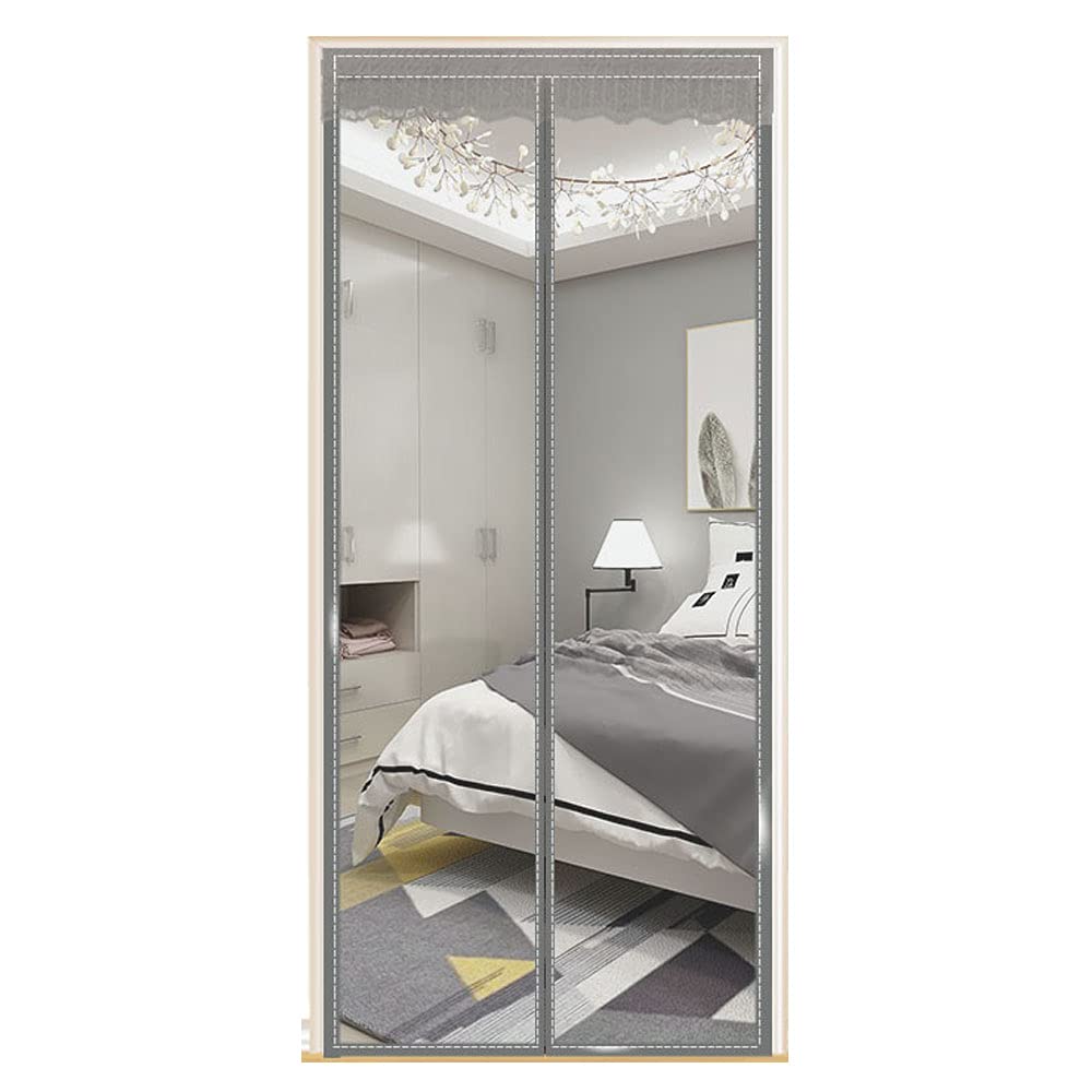 59x72 Inch Magnetic Window Screen Mesh Curtain - No Drilling Installation with Strong Magnets & Hook & Loop for Doors & Windows (150x185cm, Gray) - Perfect for Home, Patio, and RV Ventilation