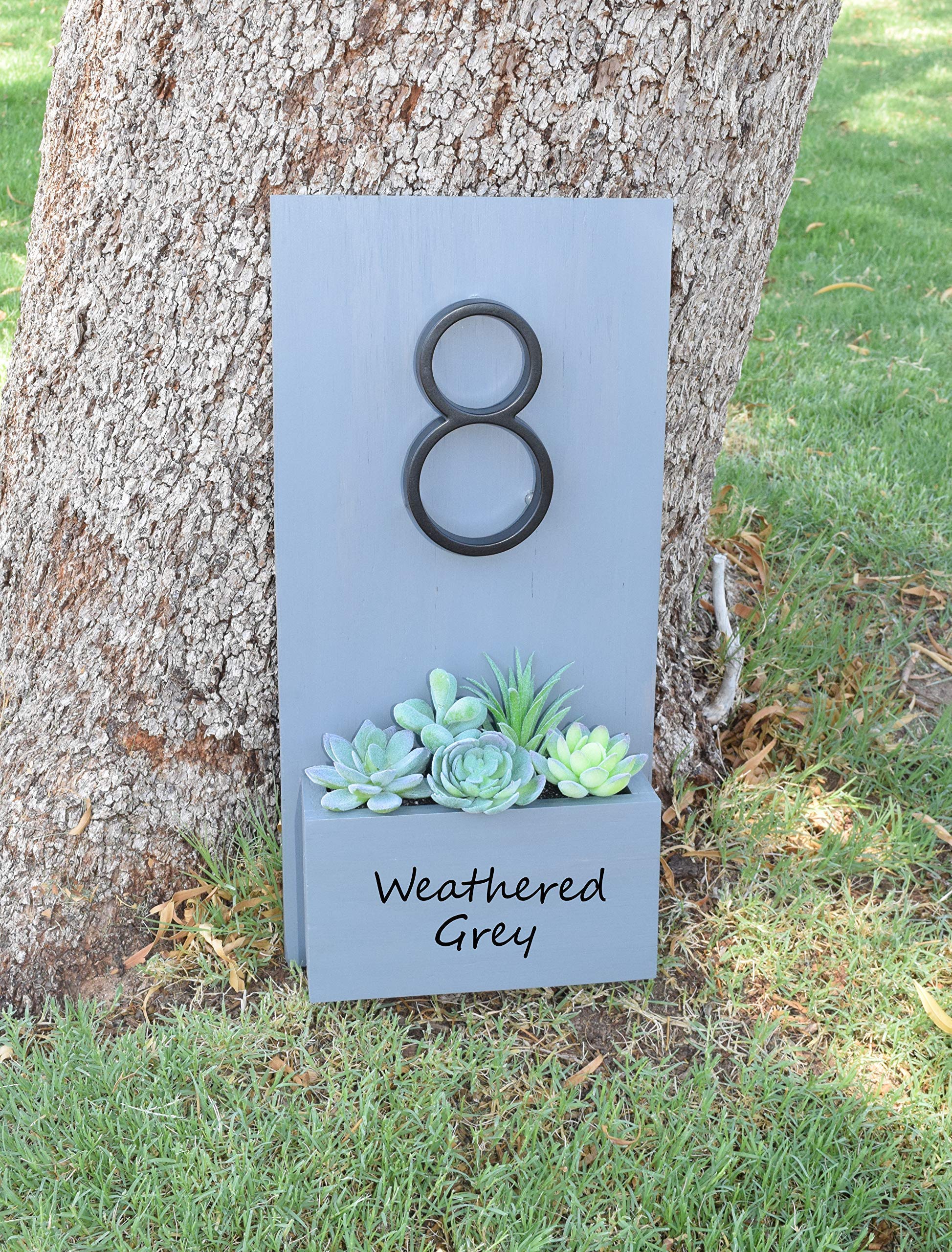 Customizable Address Sign with Planter Box - Modern House Number Display for Front Porch & Garden Decor | Perfect for Home, Apartment, and Mailbox Identification