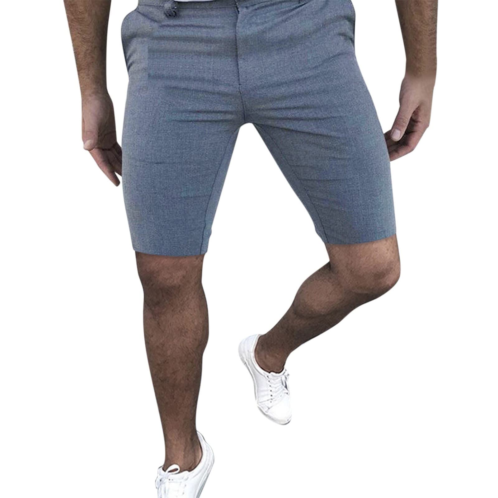 Men's Casual Elastic Waist Shorts with Pockets - Comfortable Business & Mid-Length Summer Shorts for Outdoor Activities, Travel and Office Wear