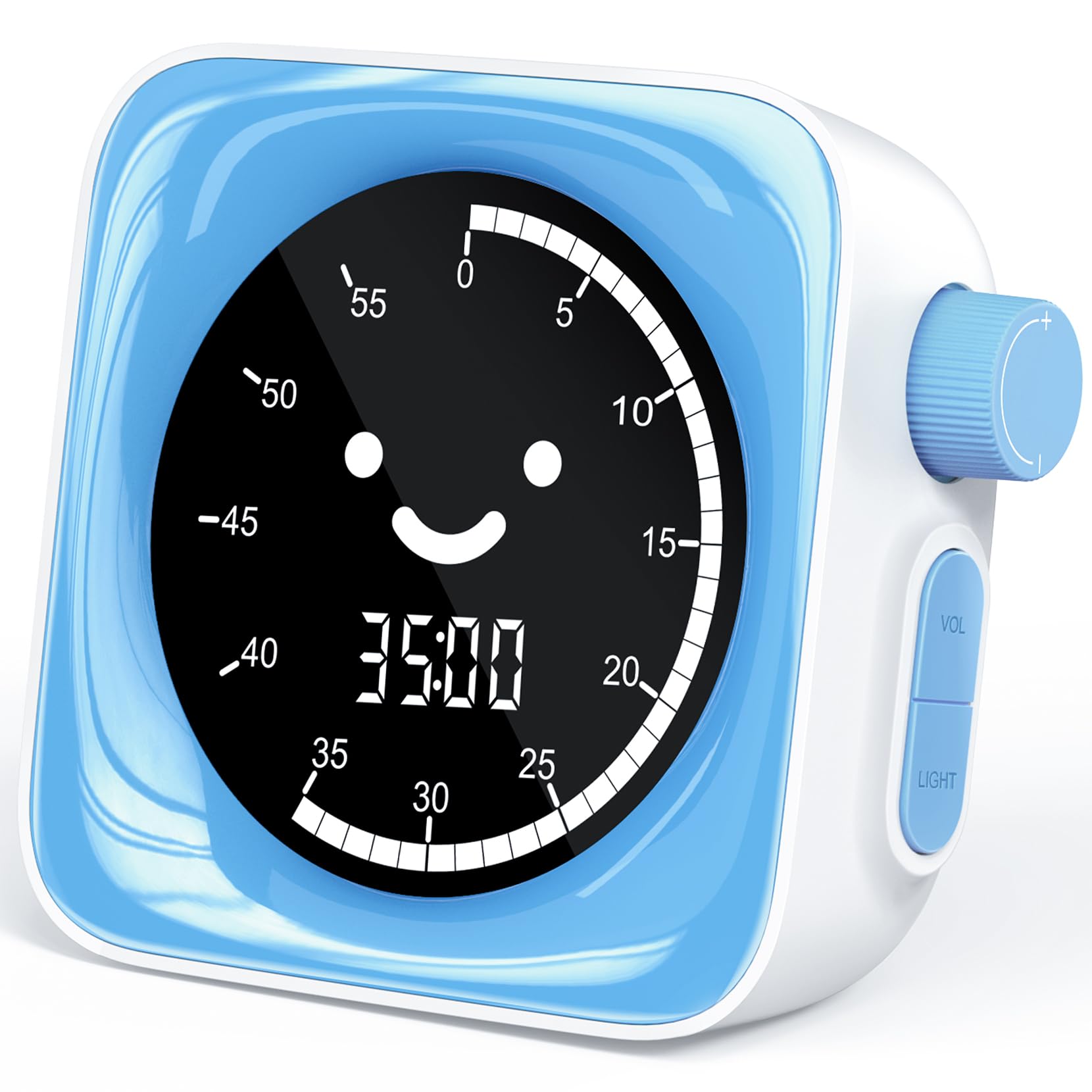 60-Minute Digital Visual Timer for Kids - Silent Countdown Clock for Classroom, Homework & Time Management - Blue & White Toddler Timer for Focus, Chores & Learning Activities