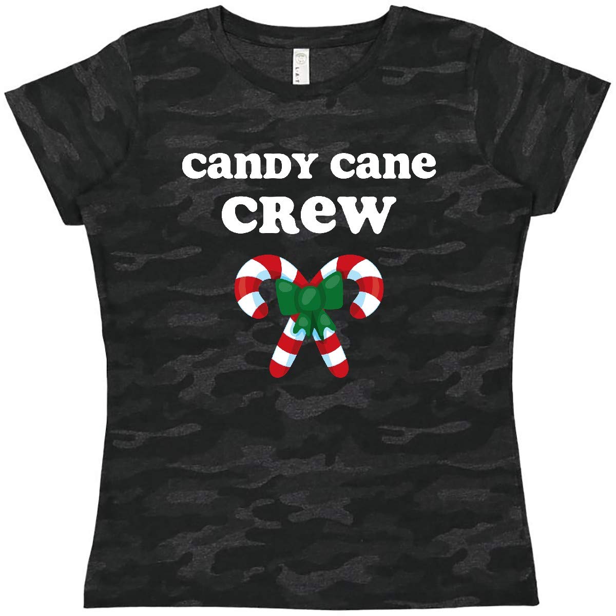 Inktastic Women's Candy Cane Crew Neck Christmas T-Shirt - Festive Holiday Graphic Tee for Christmas Parties & Family Gatherings