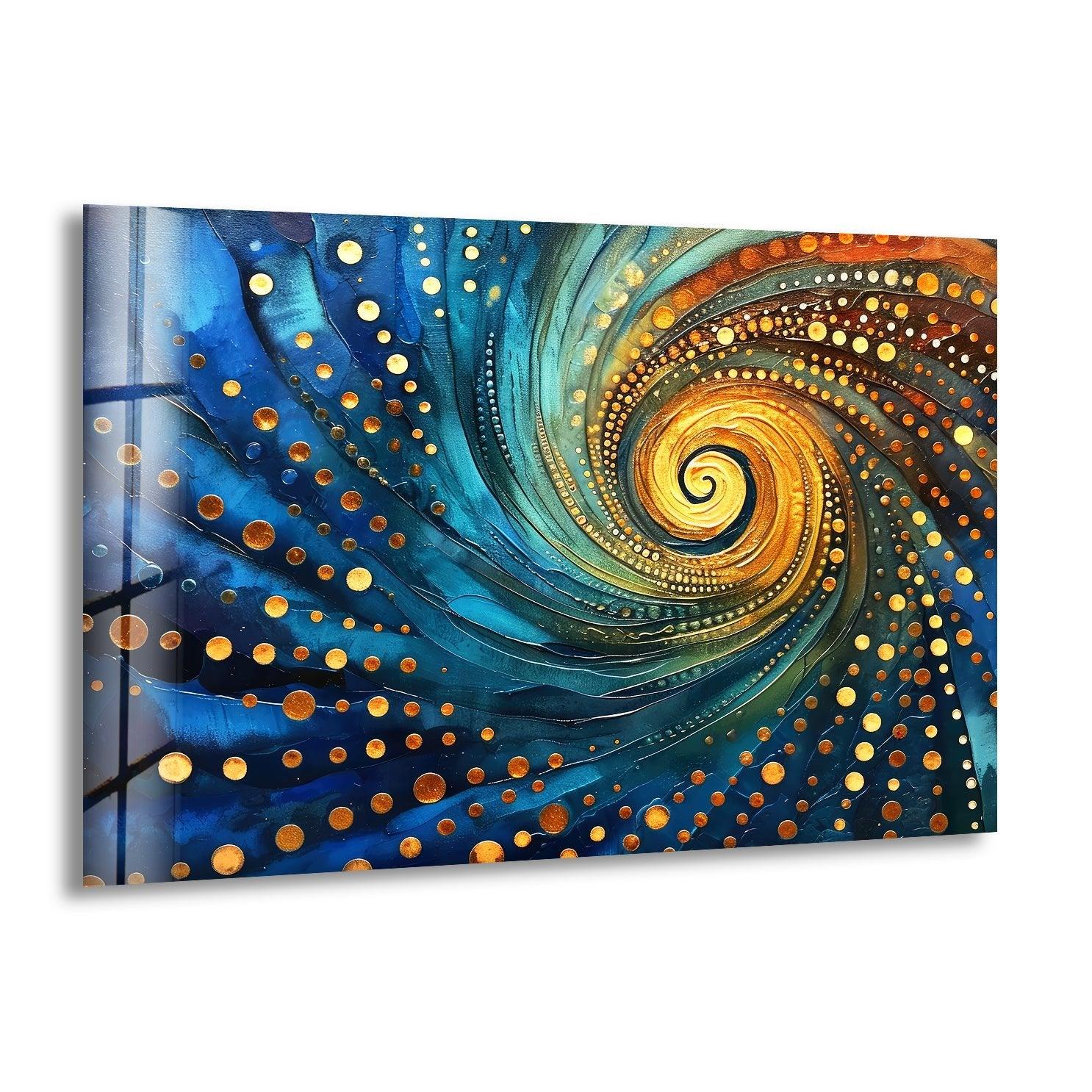 Abstract Spiral Fractal Glass Wall Art - Modern Home Decor for Living Room, Bedroom & Office - Handmade 3D Glass Sculpture for Unique Interior Design