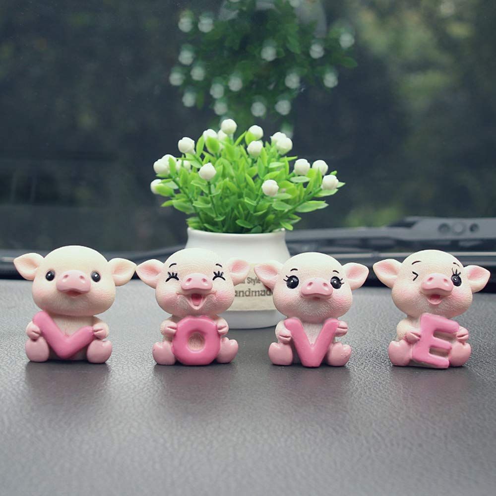Cute Pink Pig Cake Toppers - 4pcs for Dessert & Bonsai Decor