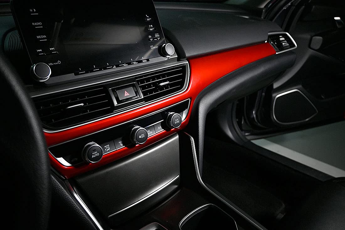 GZXinWei Red Center Console Dashboard Trim Panel Cover for 2018-2021 Honda Accord 10th Gen - Interior Accessories Upgrade for Enhanced Driving Experience