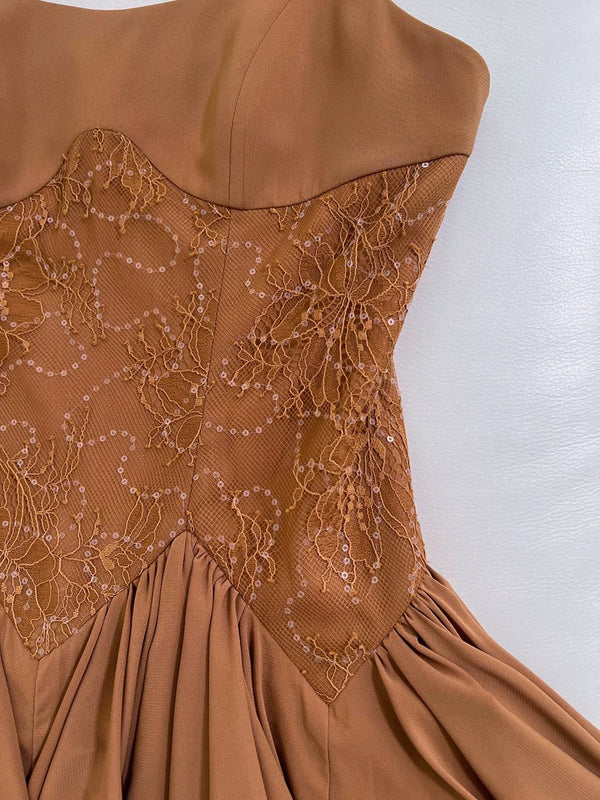 Elegant A-Line Caramel Short Prom Dress for Homecoming Party - J4976 | Perfect for Formal Dances, Evening Events & Special Occasions