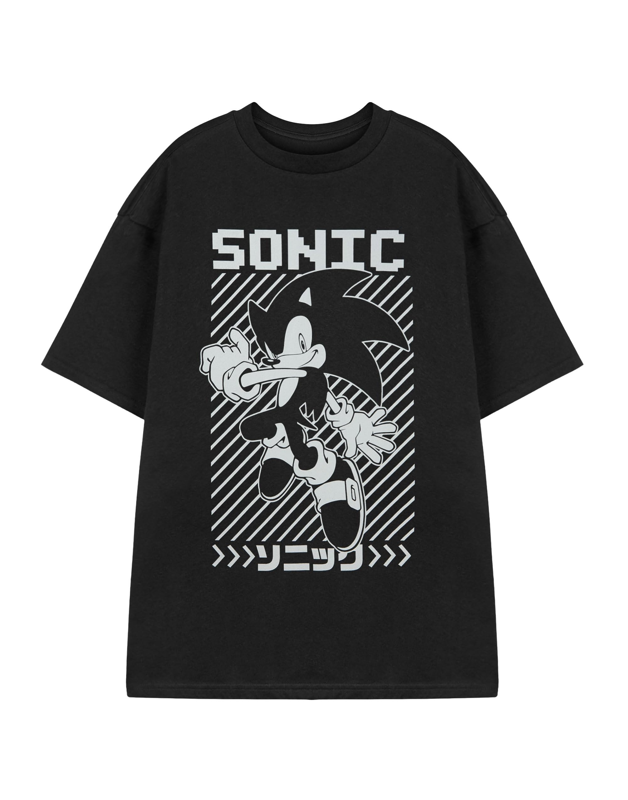 Sonic The Hedgehog Men's Black T-Shirt - Short Sleeve Retro Gaming Graphic Tee | Sega Character Apparel for Casual Wear & Video Game Fans | Perfect for Cosplay, Gifts, and Everyday Outfits