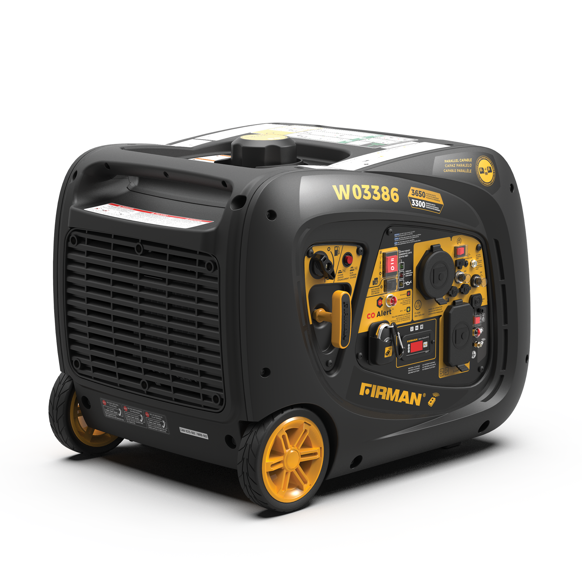 3650W Portable Inverter Generator with Remote Start & CO Alert - Perfect for Camping, RV Trips, and Emergency Power Backup