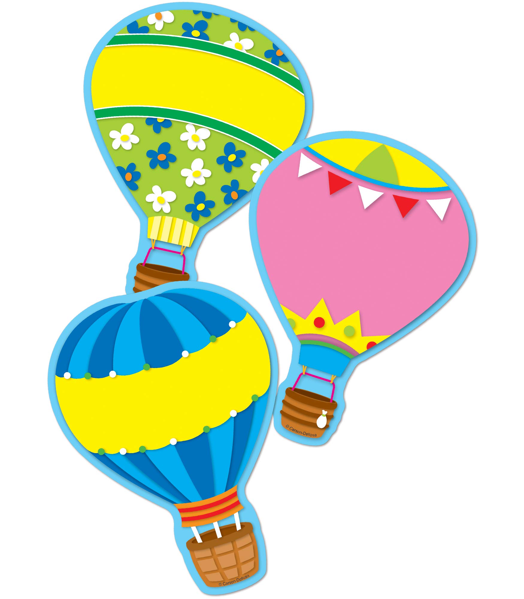 Vibrant Hot Air Balloons Cut-Outs for Classroom Decor - 36 Colorful Pieces | Perfect for Bulletin Boards, Party Decorations & Preschool Learning Activities