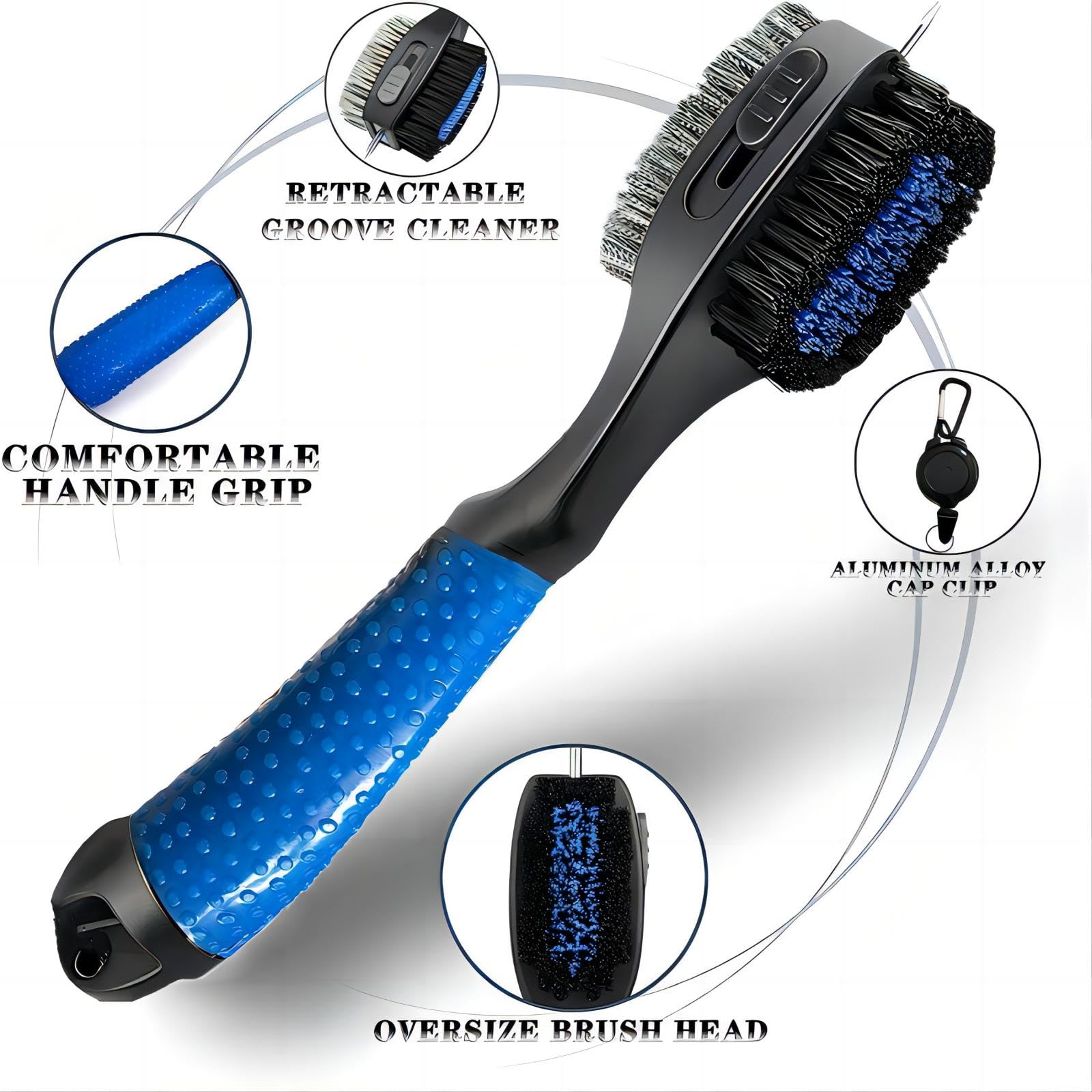 XINGZUAN Golf Club Cleaner Brush with Retractable Groove Cleaner - Premium Golf Club & Ball Cleaning Tool for Golfers - Perfect for Driving Range, Course & Home Practice
