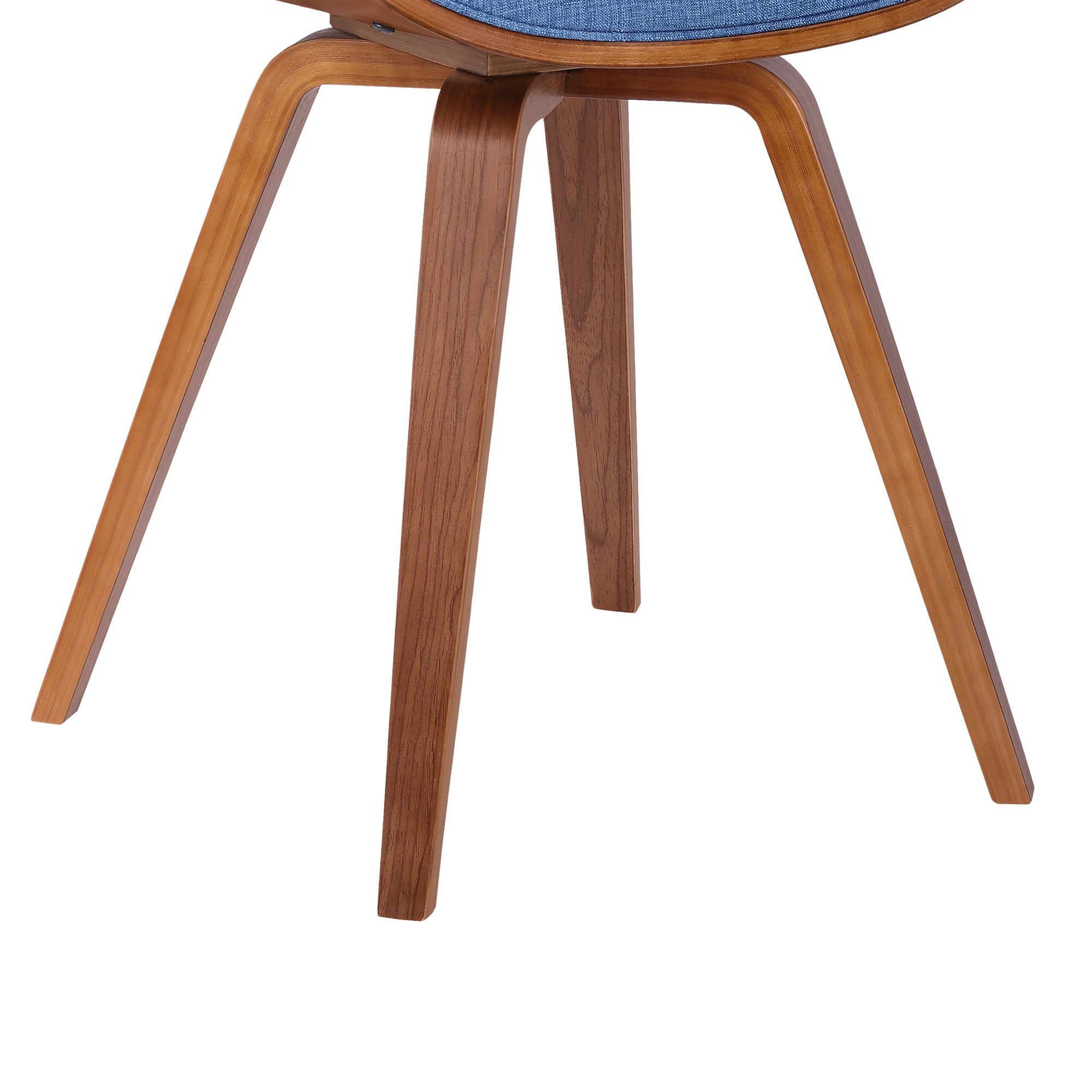Mid Century Modern Dining Chair - Blue Fabric & Walnut Wood Accent Chair for Kitchen, Dining Table, Office Desk | Stylish Home Decor for Living Room, Breakfast Nook & Vanity Area