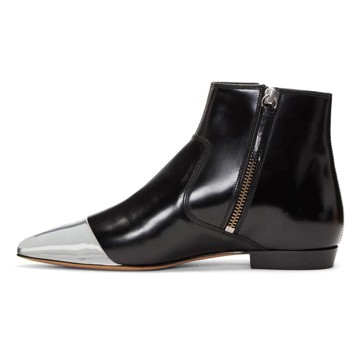 XYD Women's Formal Pointed Toe Ankle Boots - Low Heel Dress Shoes with Double Side Zippers for Office, Business & Professional Occasions - Comfortable Work Booties for Women