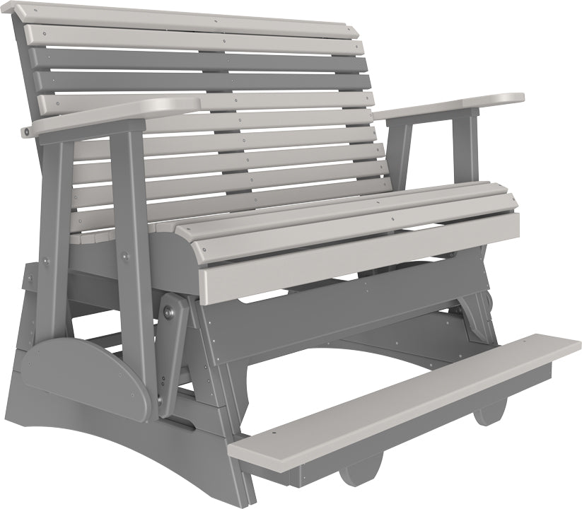 LuxCraft 4 Foot Plain Balcony Glider Chair - Outdoor Patio Swing for Relaxing on Porch, Deck or Garden