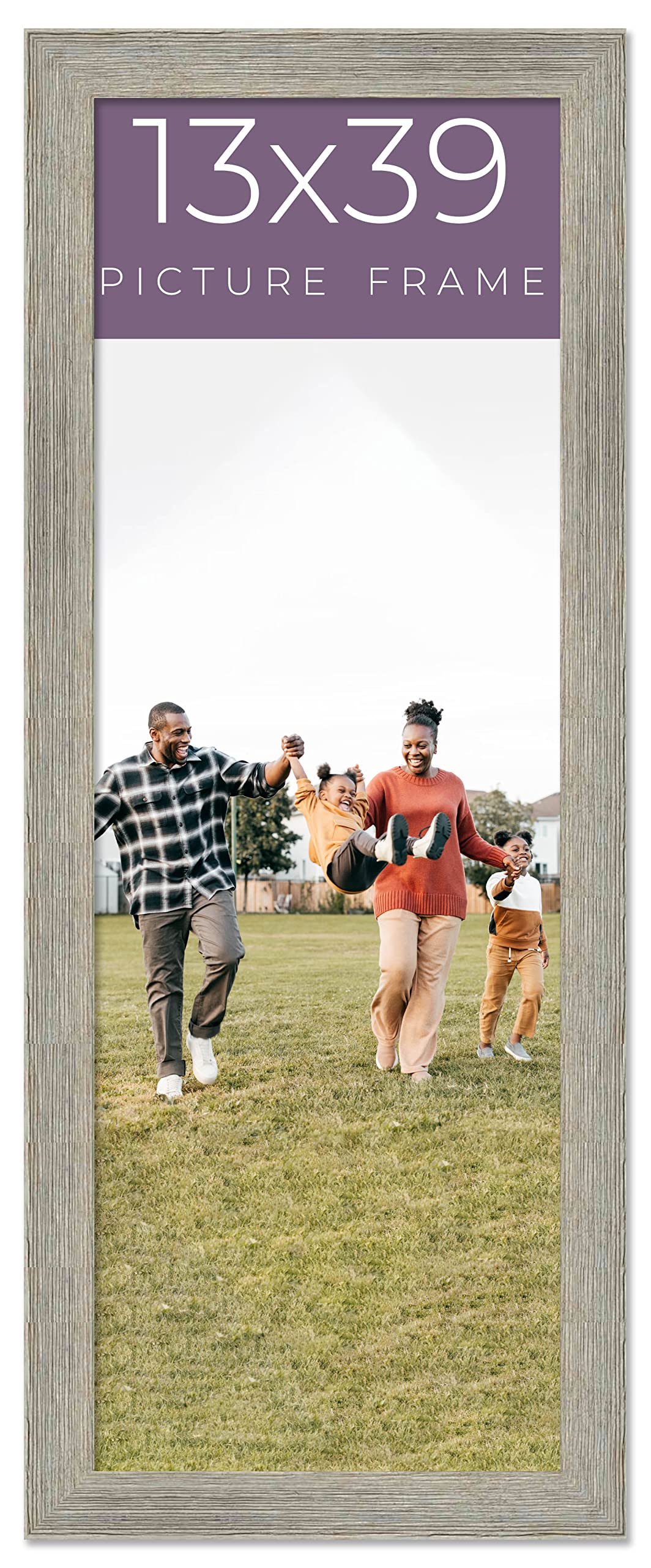 13x39 Inch Grey Real Wood Picture Frame - 1.5