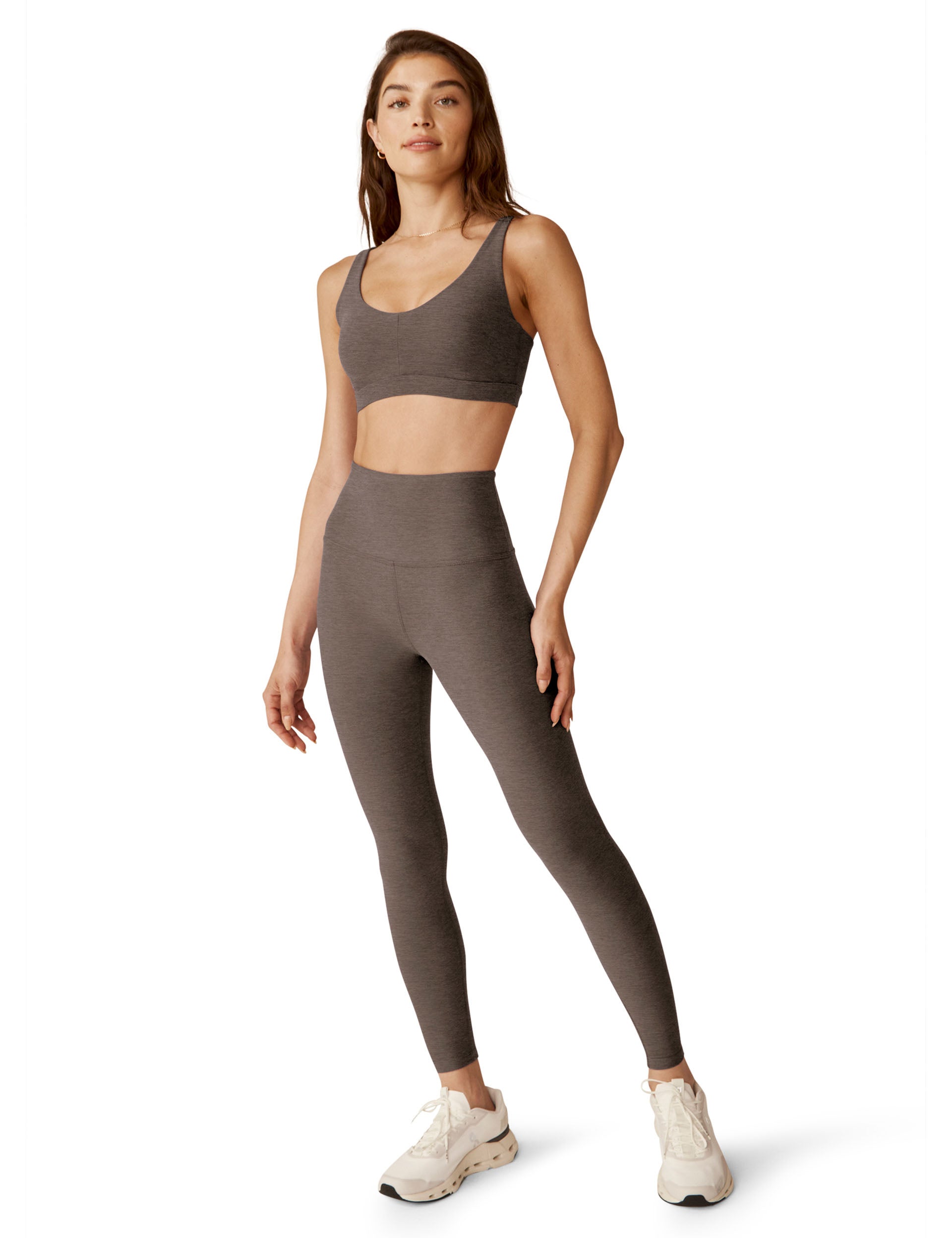 Spacedye Caught In The Midi High Waisted Leggings - Soft Umber Heather | Women's Yoga Pants for Workout, Lounge & Everyday Wear