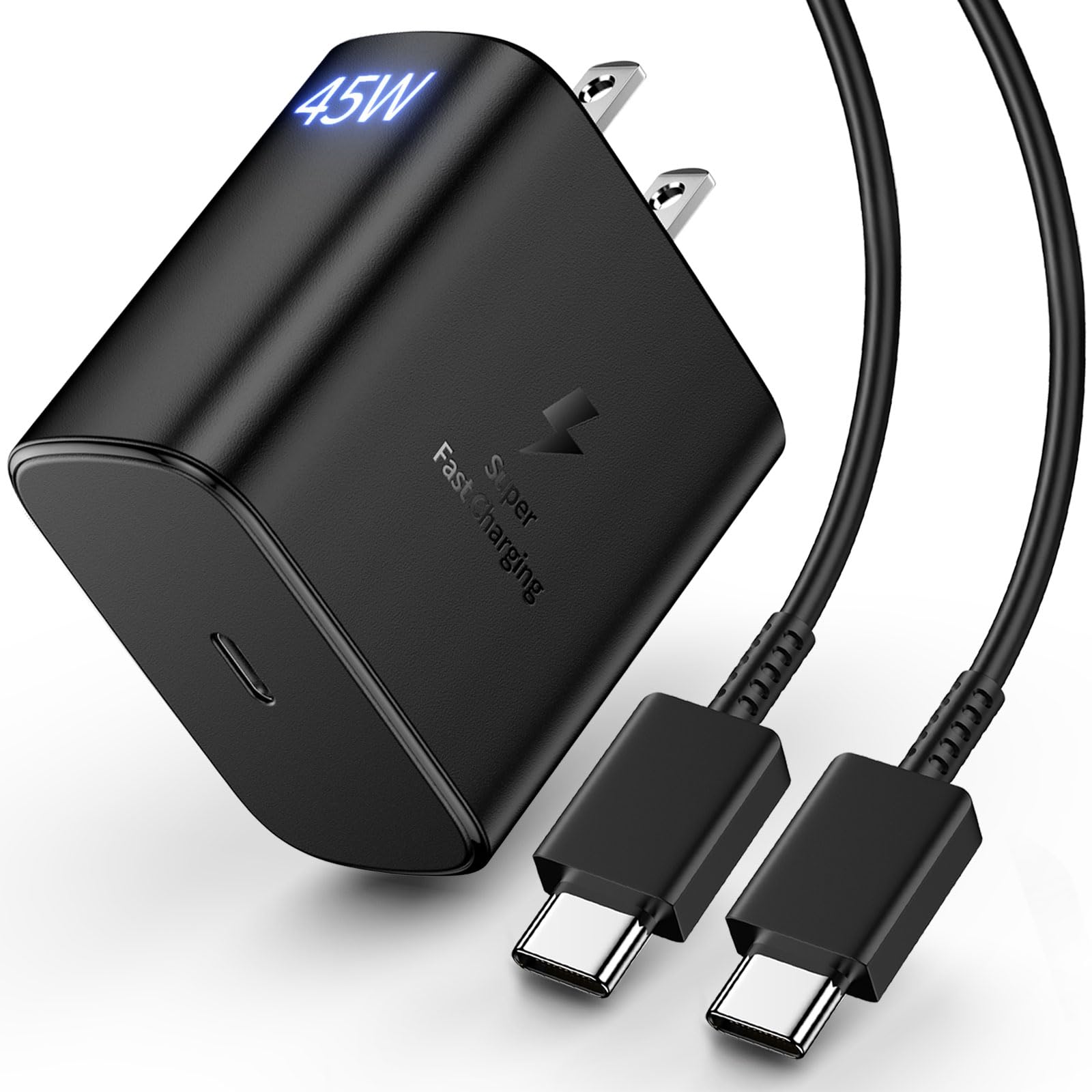 45W USB C PD Fast Charger with 3.3FT Cable - Compatible with Galaxy S24 Ultra/S23/S22/S21/S20, iPhone 15, iPad, Google Pixel, Samsung Note 20 & Galaxy Tab S8 - Super Fast Charging for Home, Office & Travel
