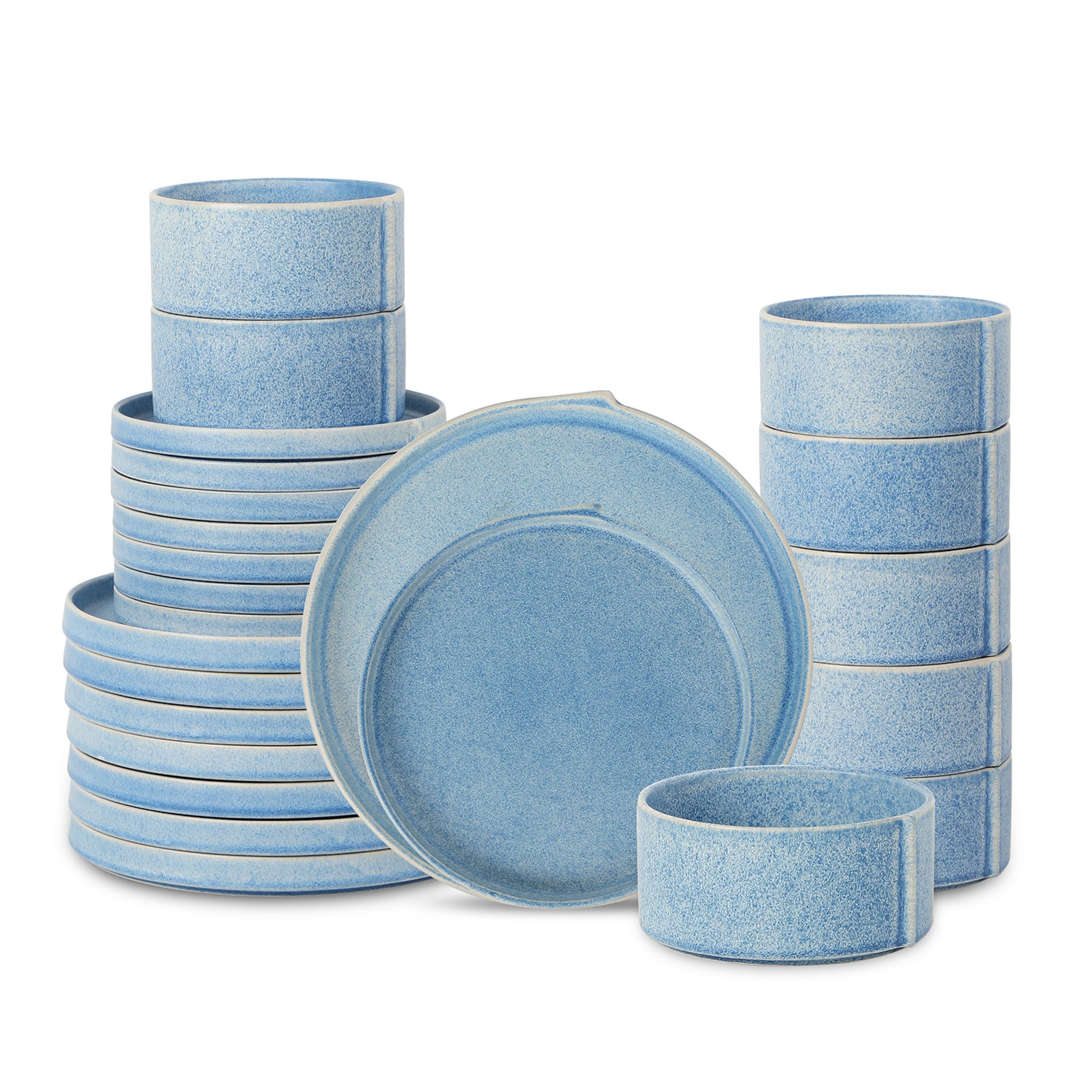 Premium Blue Stoneware Dinnerware Set - 16-Piece Porcelain Tableware for Everyday Use & Special Occasions