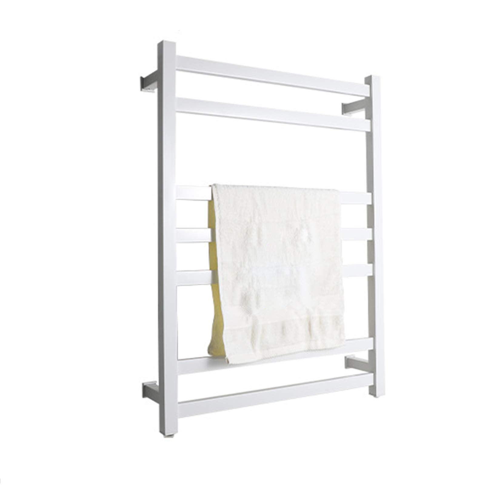 APUM Electric Towel Warmer - Wall Mounted 304 Stainless Steel Heated Towel Rack for Bathroom | 7-Bar Bath Towel Heater with White Plug (Black) | Perfect for Spa, Luxury Bathrooms & Cold Weather Comfort