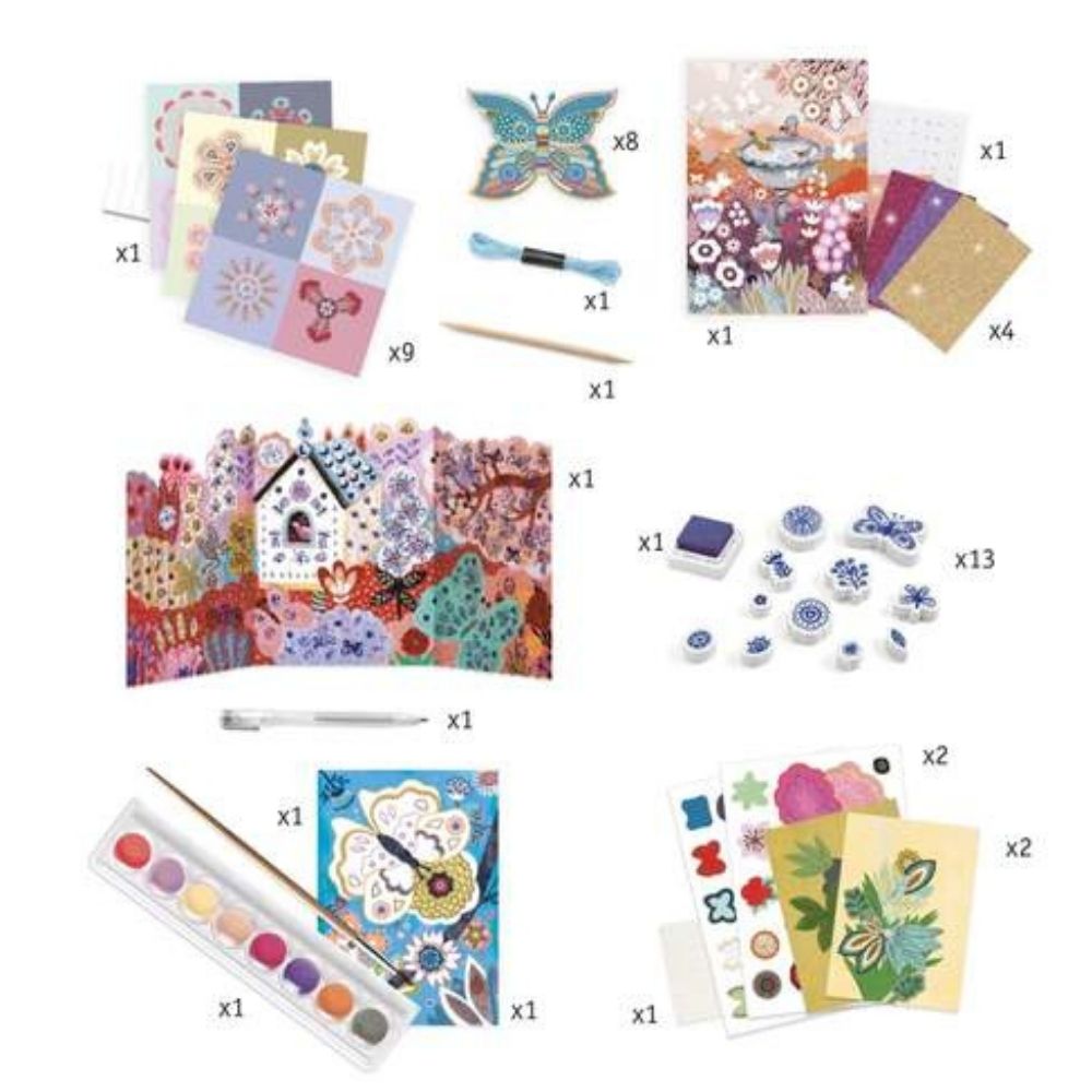 Djeco Multi Activity Kits - The Flower Garden | Creative Arts & Crafts for Kids | Perfect for Birthday Gifts & Classroom Activities