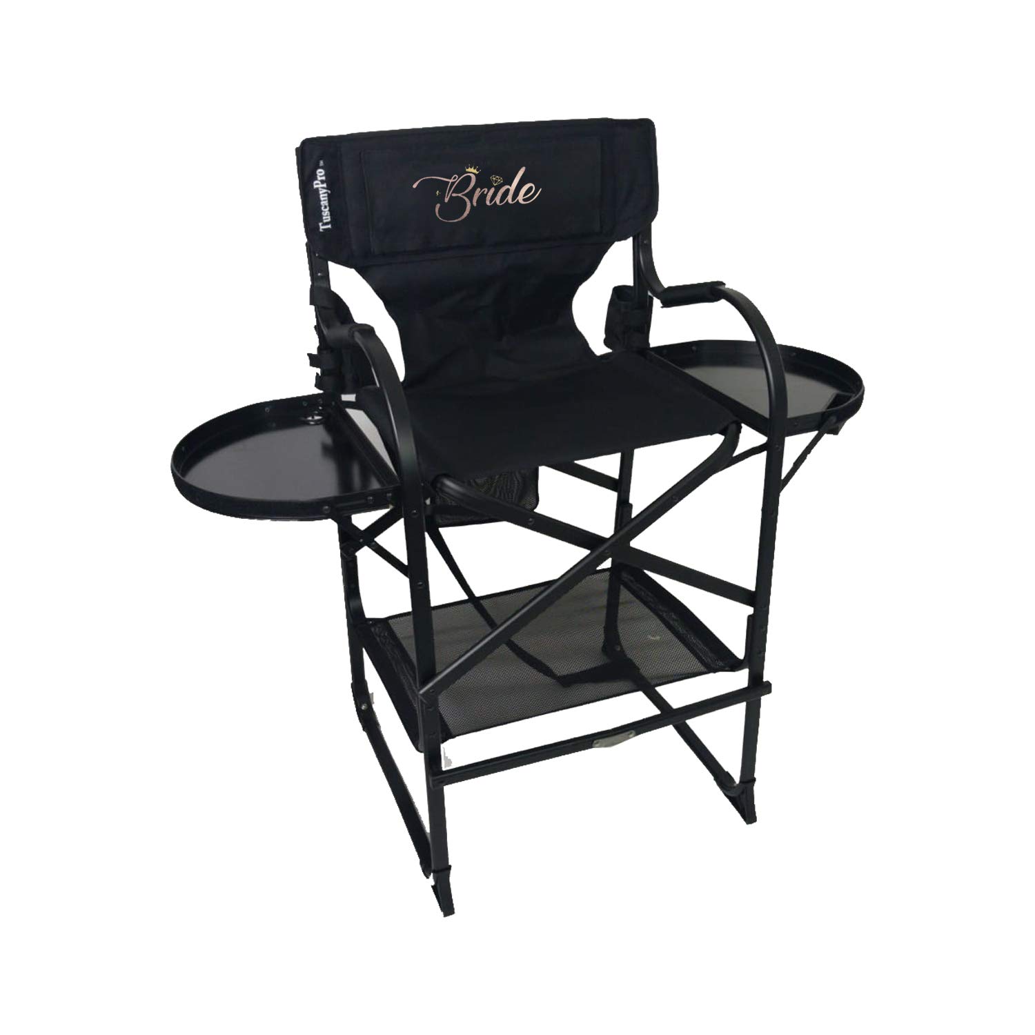 Bridal Tall Heavy Duty Director Chair - Italian Design Adjustable Height Makeup Chair for Bride - Perfect for Wedding, Salon & Photography - Includes Carry Bag