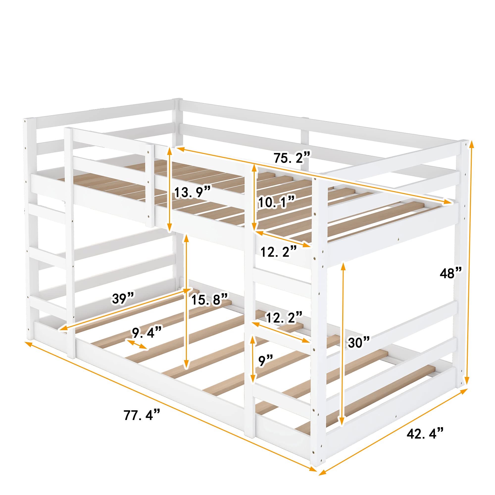 Kids Twin Over Twin Bunk Bed with Stairs & Guardrails - Space-Saving for Boys & Girls Bedrooms