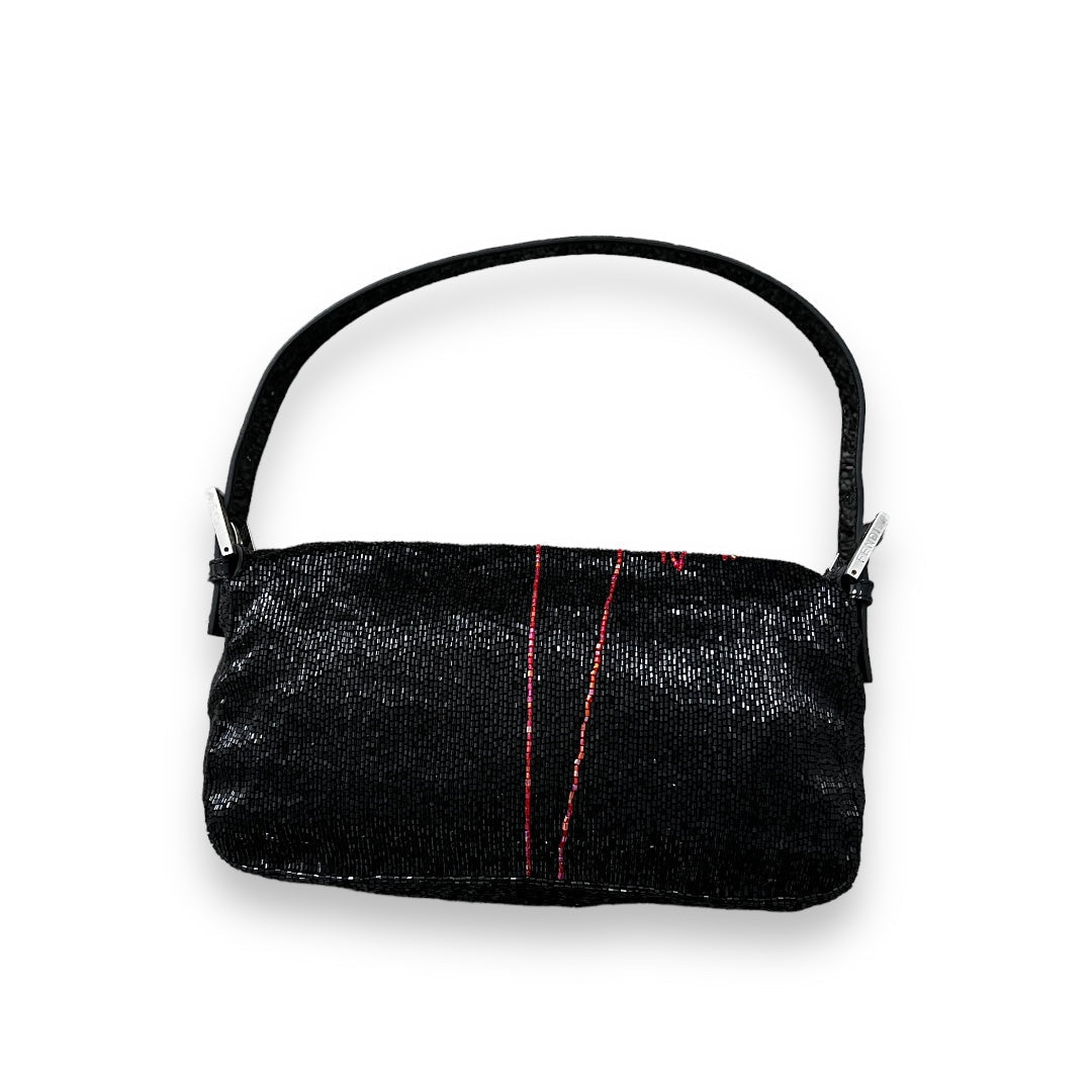 Vintage Black Beaded Baguette Bag - Elegant Retro Clutch for Women - Perfect for Evening Parties, Weddings & Special Occasions
