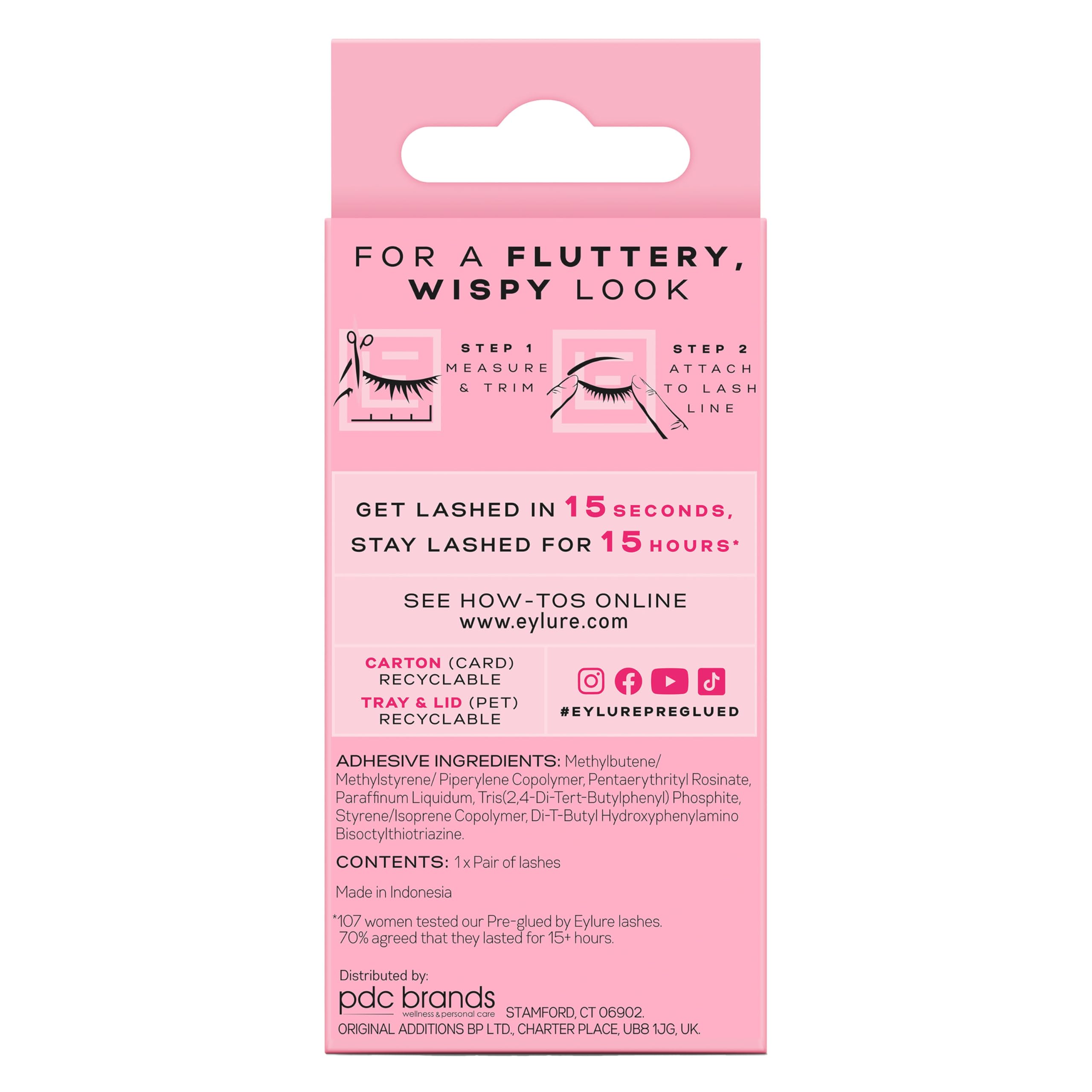Eylure No.117 Pre-Glued Press On False Eyelashes - Wispy Light Texture Lashes (1 Pair) | Perfect for Weddings, Parties & Everyday Glam