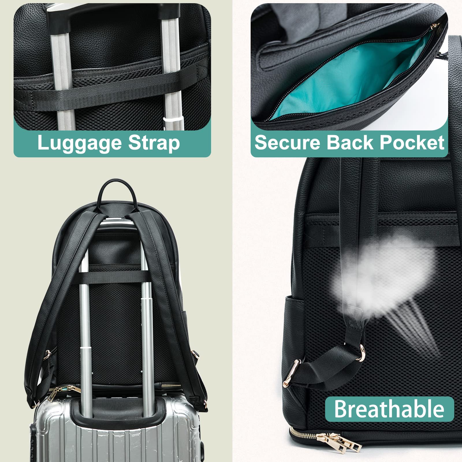 Premium Leather Diaper Backpack for Moms - Large Capacity Baby Bag with Insulated Pockets, Wet/Dry Compartment & Changing Pad | Fits Most Breast Pumps | Perfect for Travel, Daycare & Registry Essentials