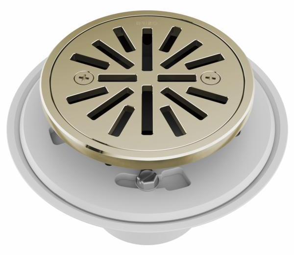 4-Inch Round Shower Drain in Polished Nickel - BT061414 PN by Brizo - Perfect for Modern Bathroom Renovations and Luxury Shower Installations